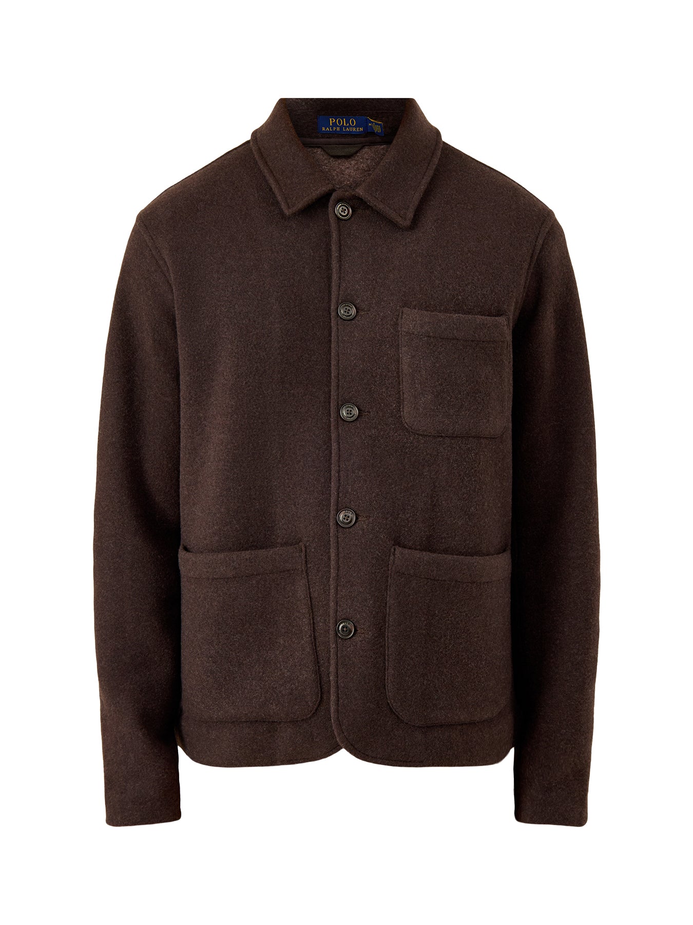 Brushed Double Knit Overshirt Dark Brown Heather