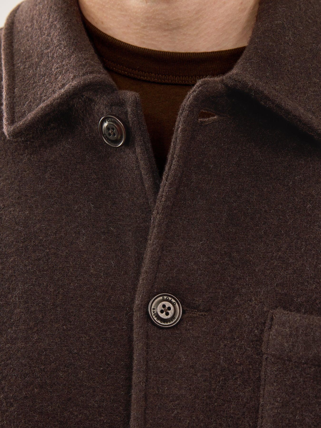 Brushed Double Knit Overshirt Dark Brown Heather
