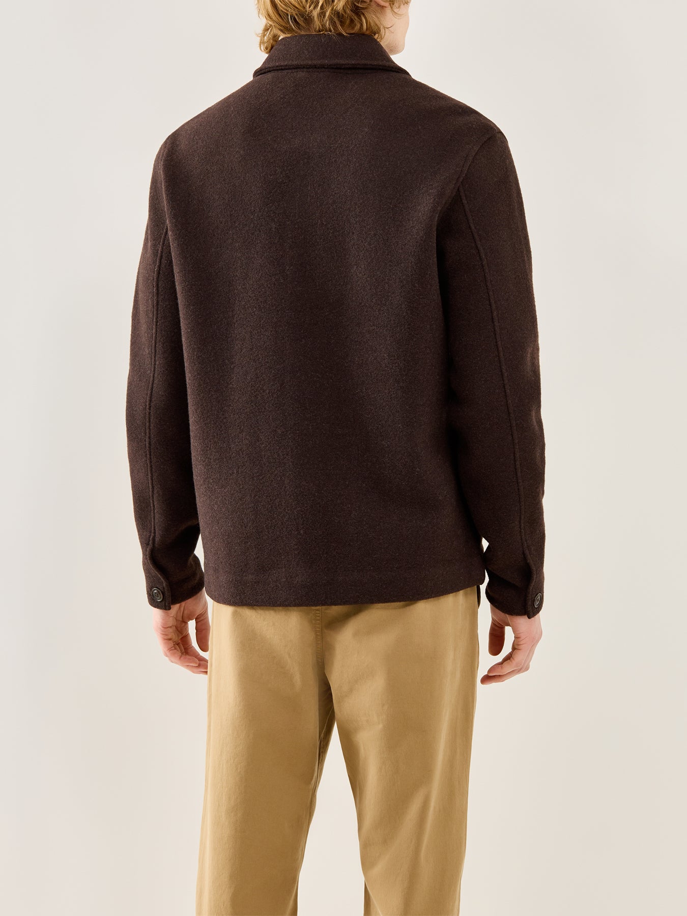 Brushed Double Knit Overshirt Dark Brown Heather