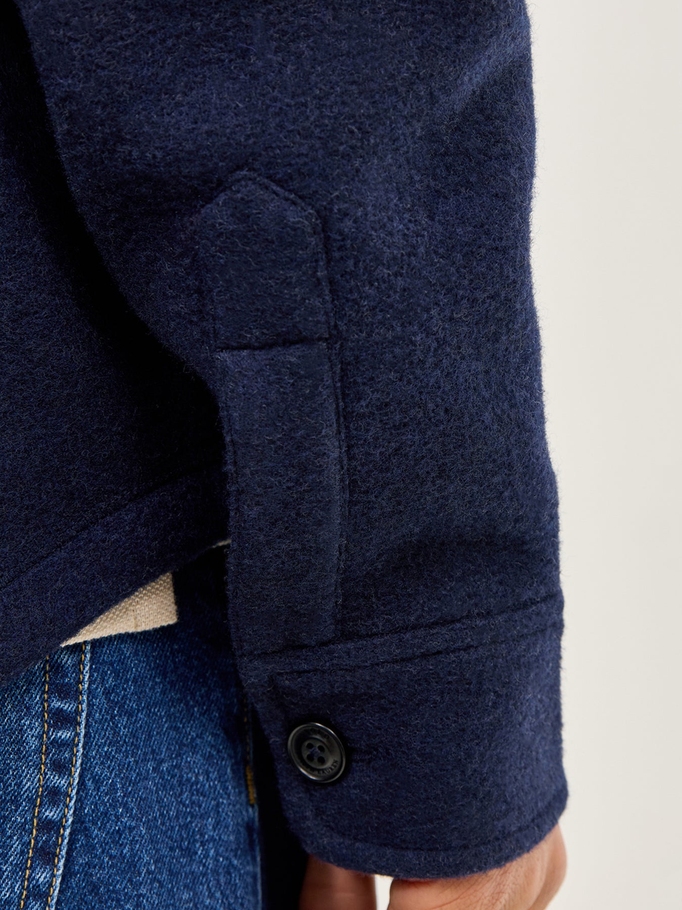 Brushed Double Knit Overshirt Navy
