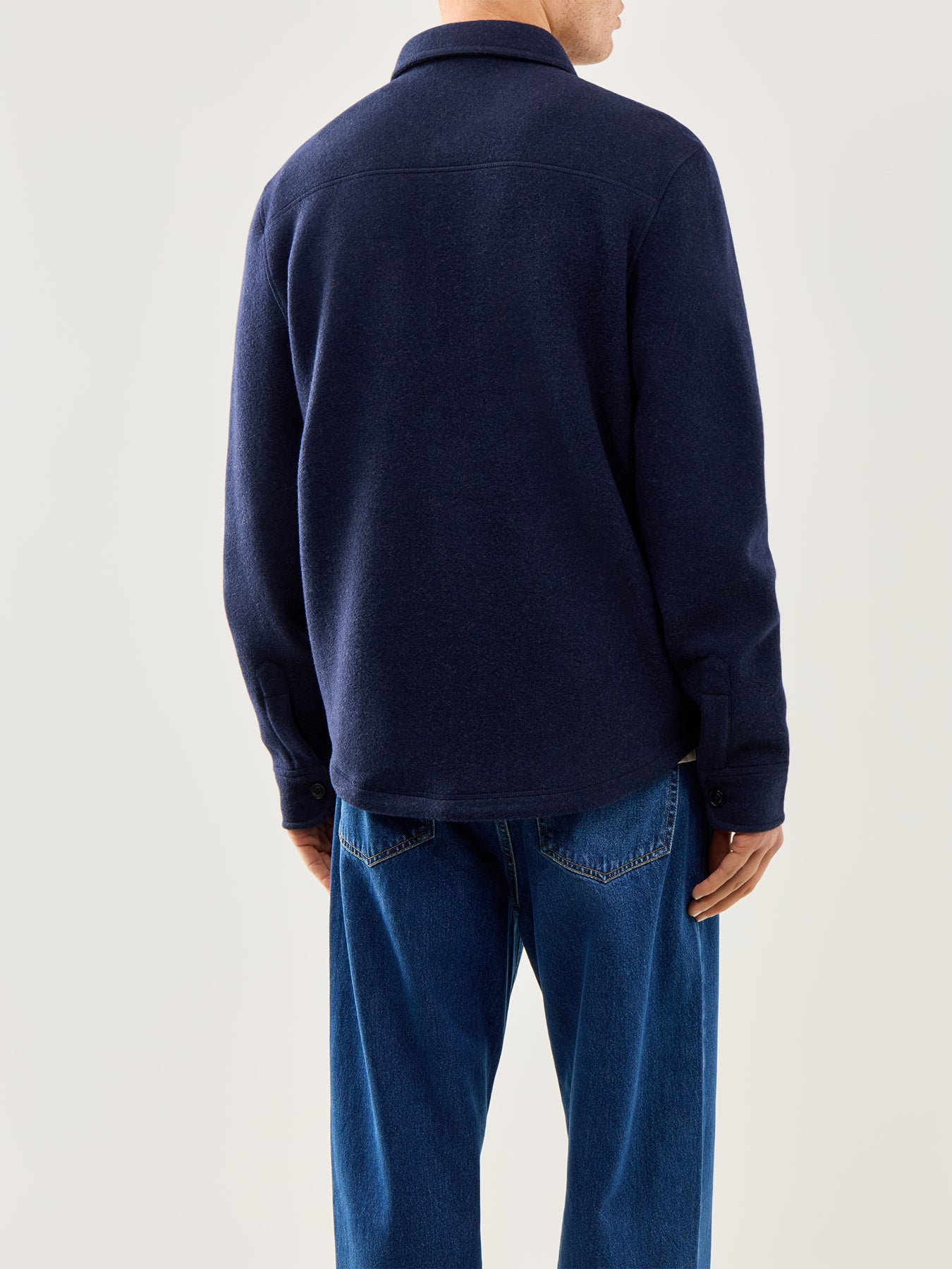 Brushed Double Knit Overshirt Navy