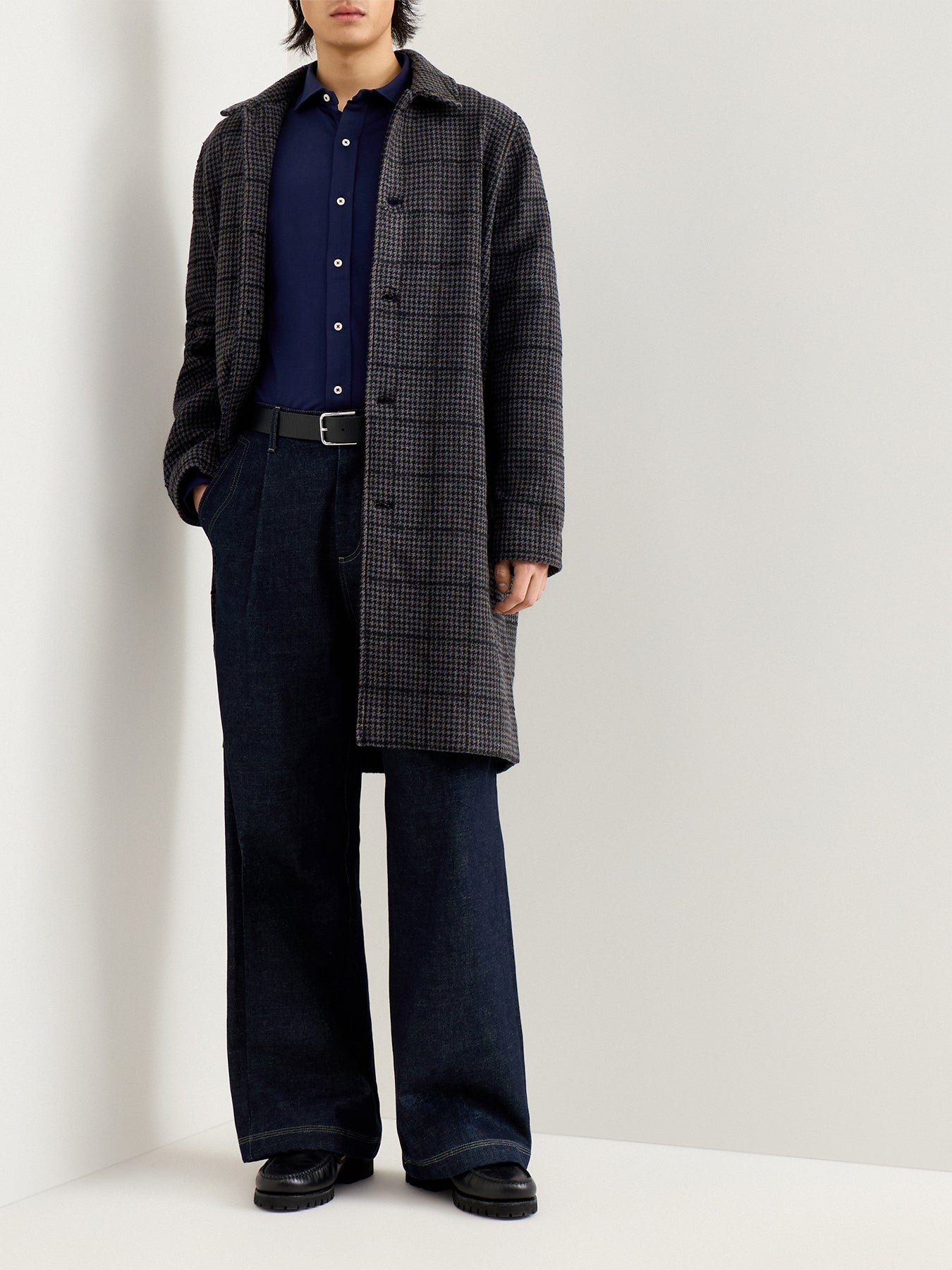 Jersey Spread Collar Shirt Navy