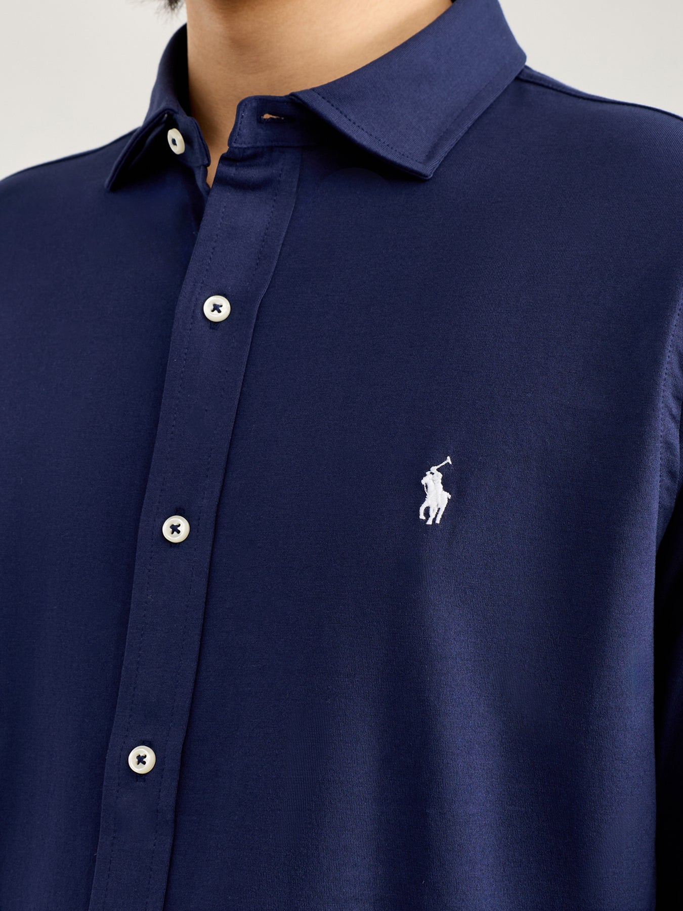 Jersey Spread Collar Shirt Navy