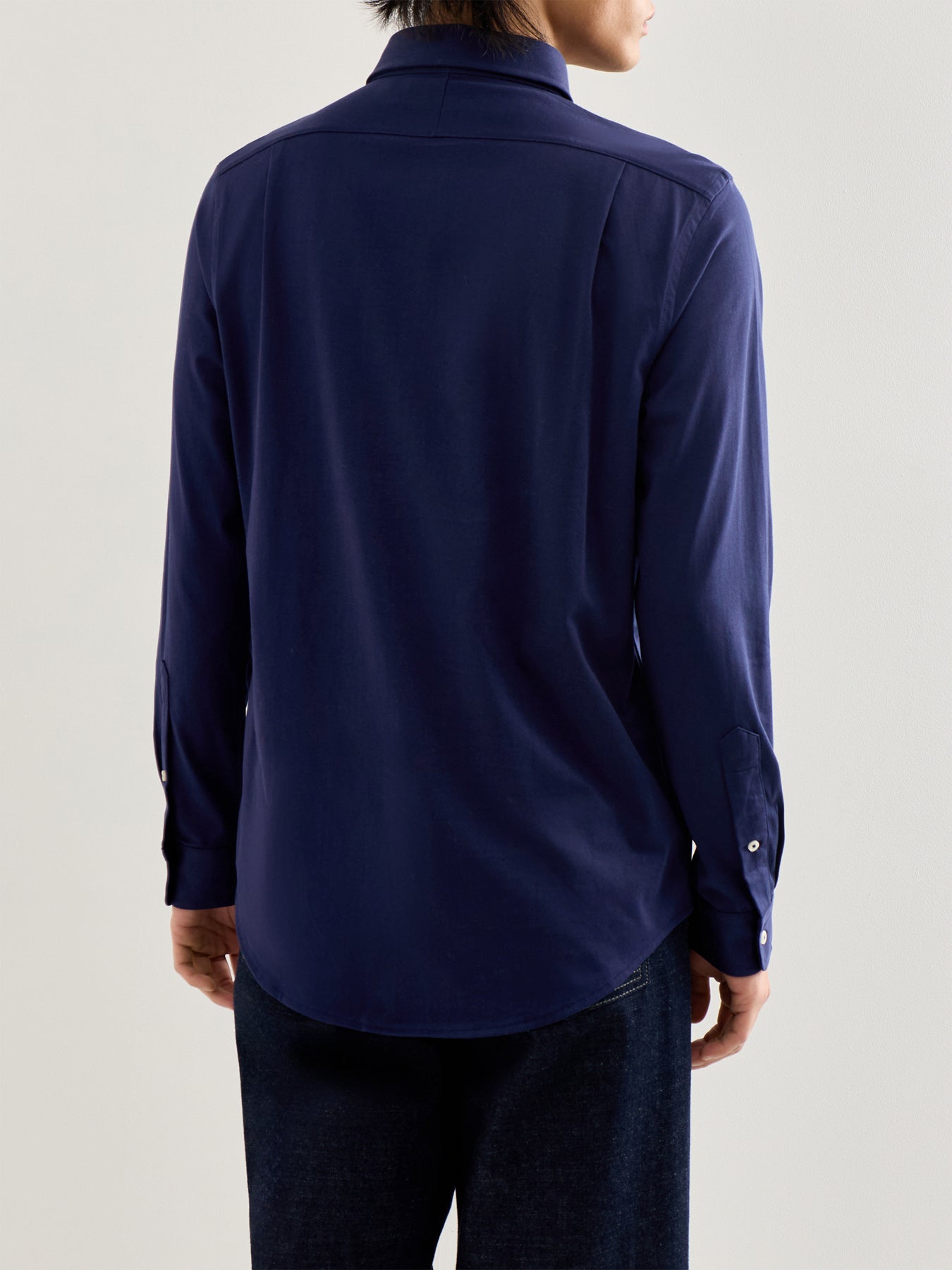 Jersey Spread Collar Shirt Navy