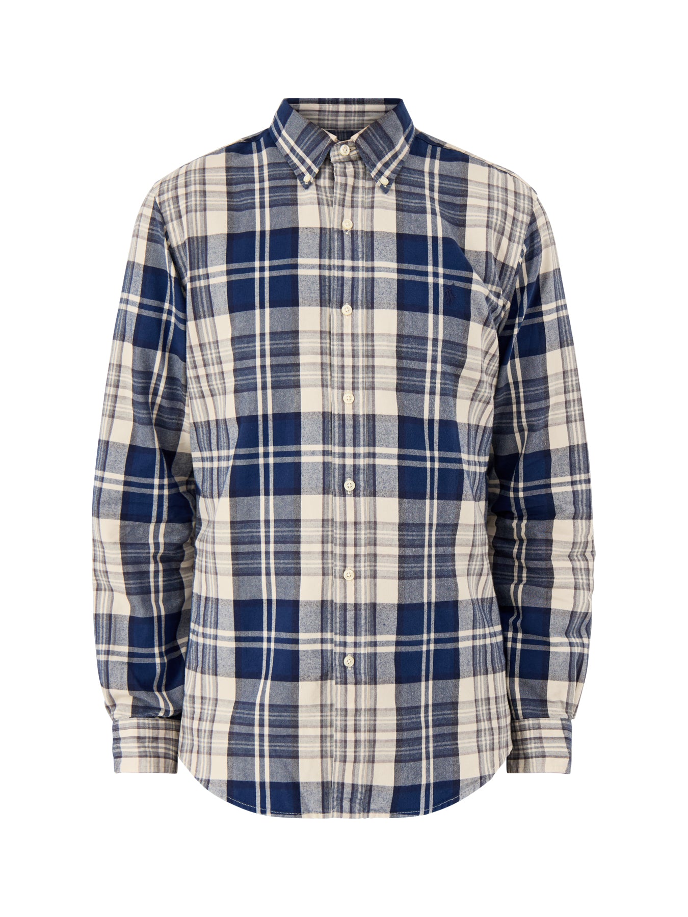 Custom Fit Brushed Oxford Check Shirt Navy