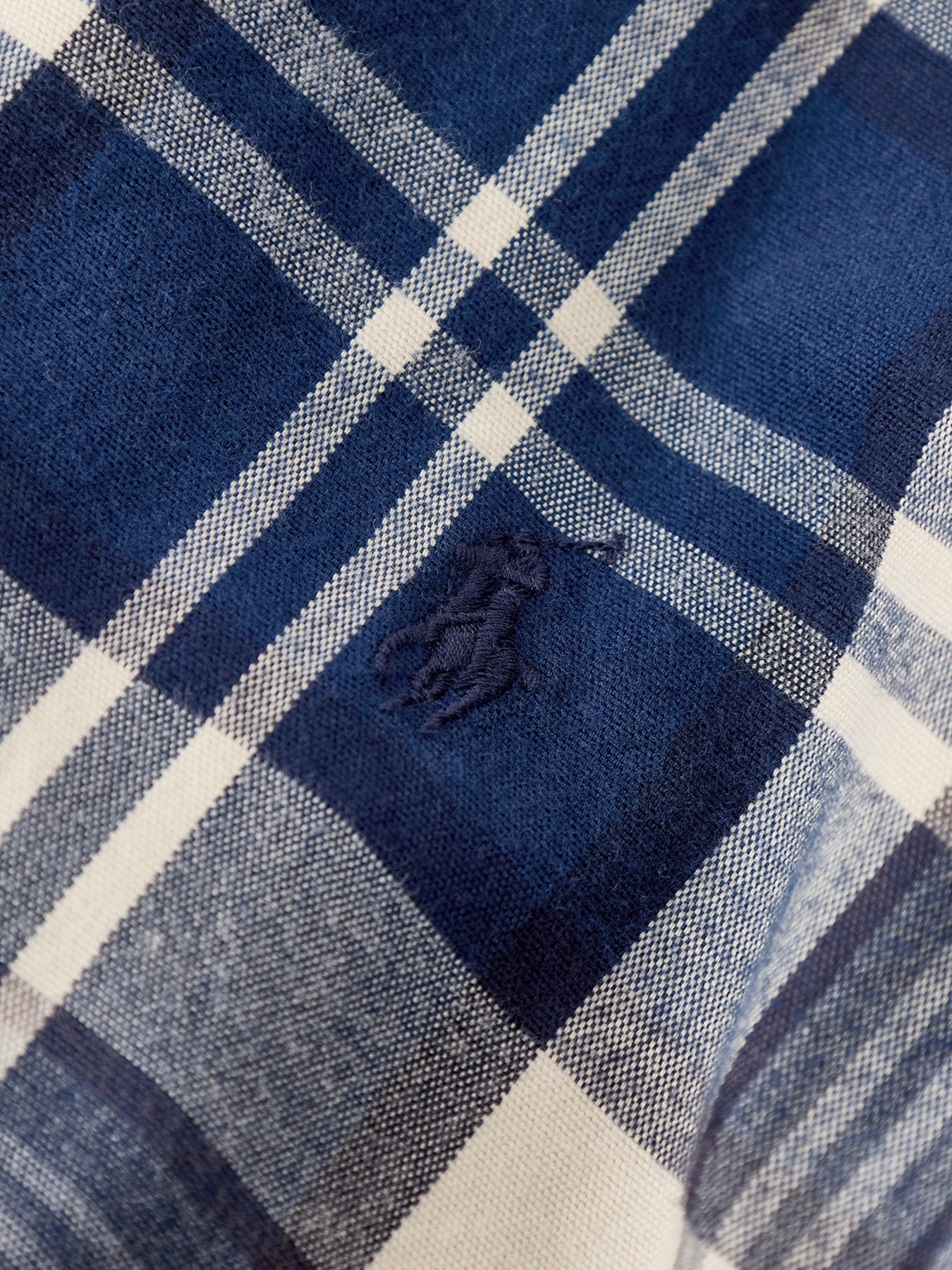 Custom Fit Brushed Oxford Check Shirt Navy