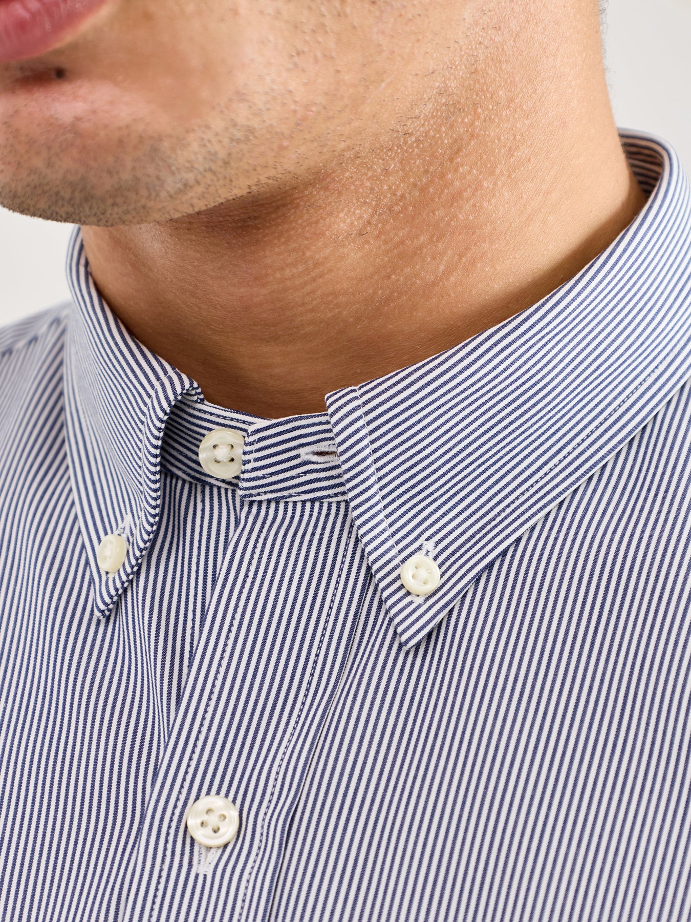 Slim Fit Stretch Poplin Stripe Shirt Light Blue