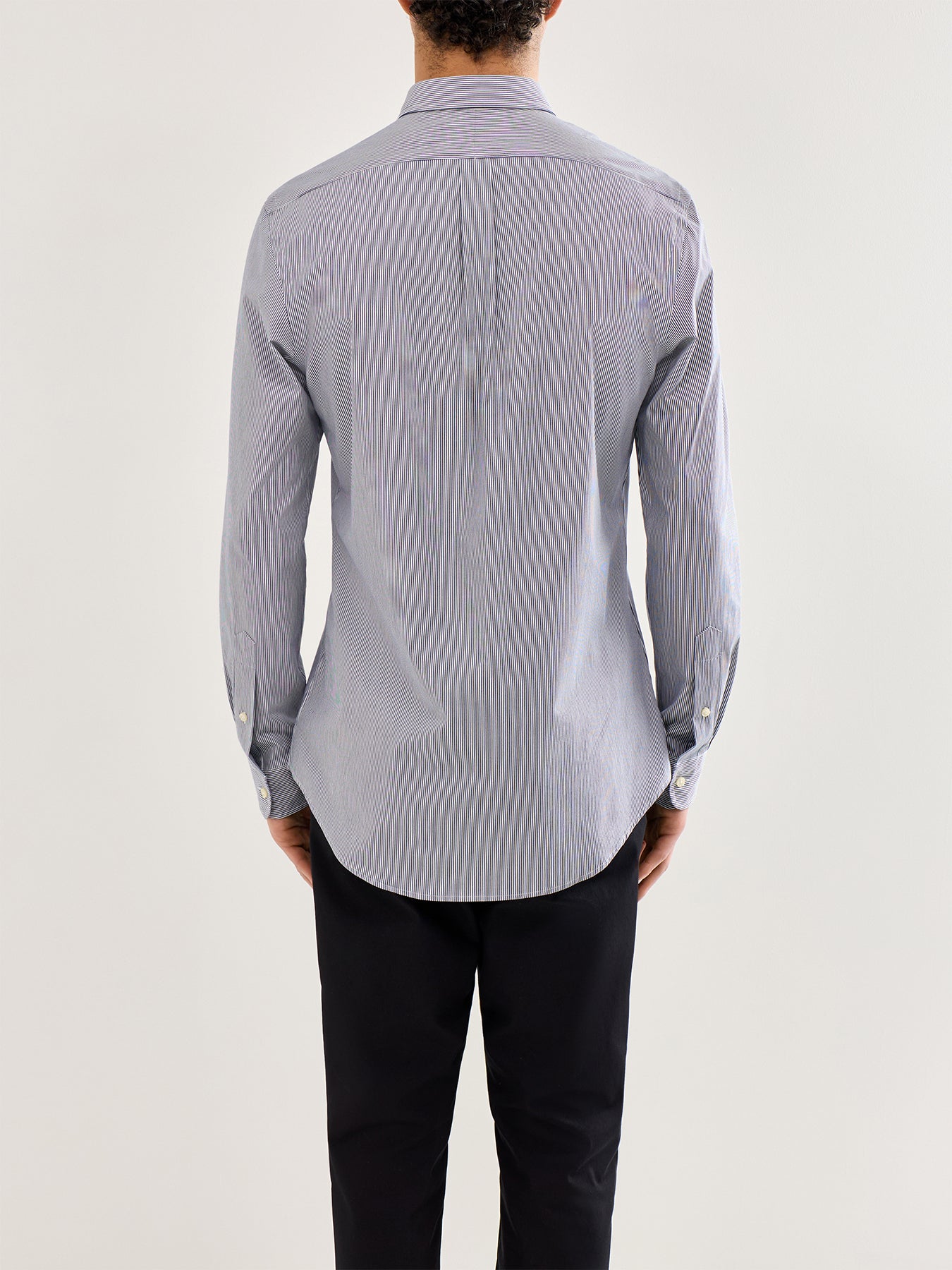 Slim Fit Stretch Poplin Stripe Shirt Light Blue
