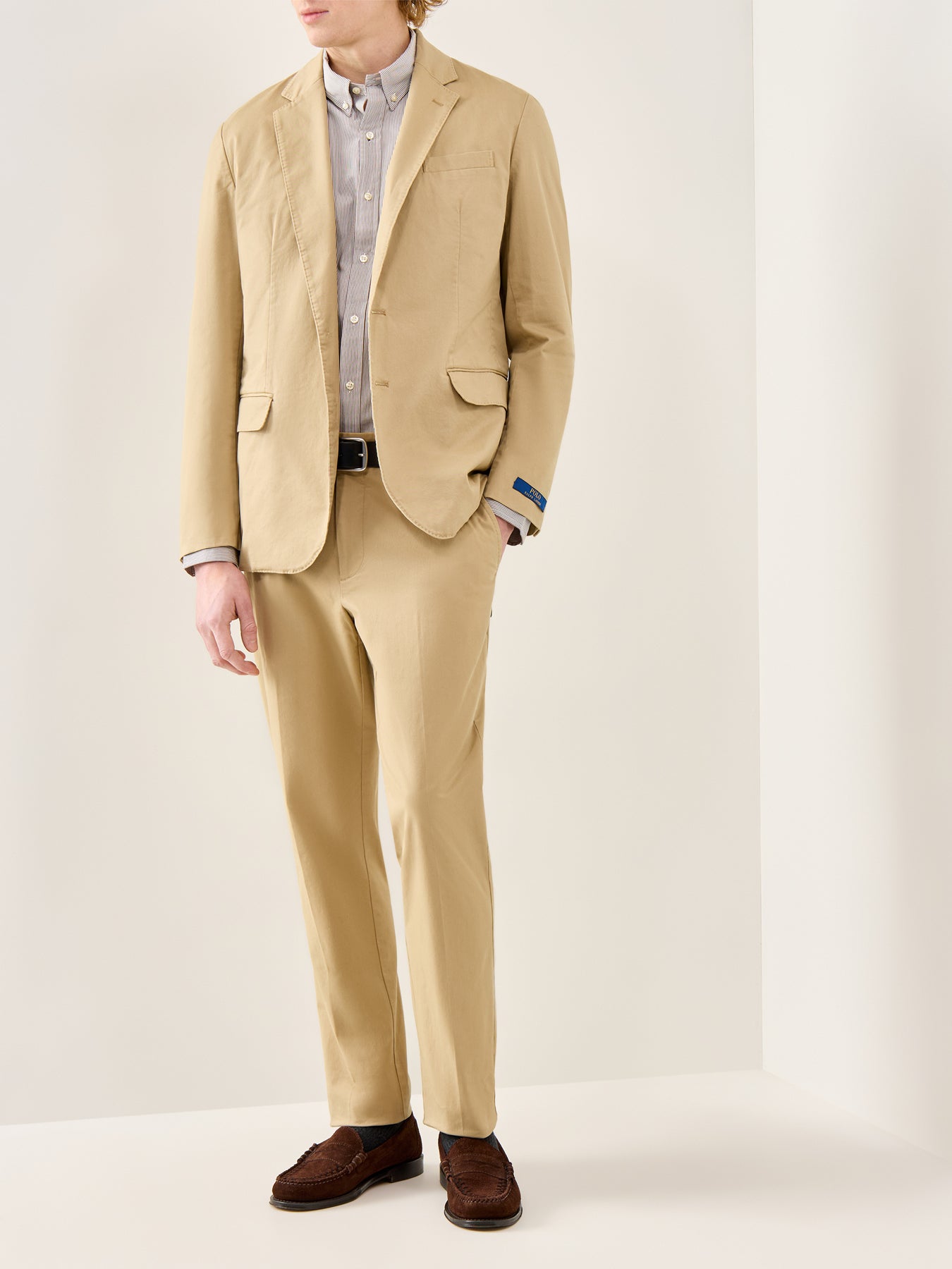 Slim Fit Stretch Poplin Stripe Shirt Brown White