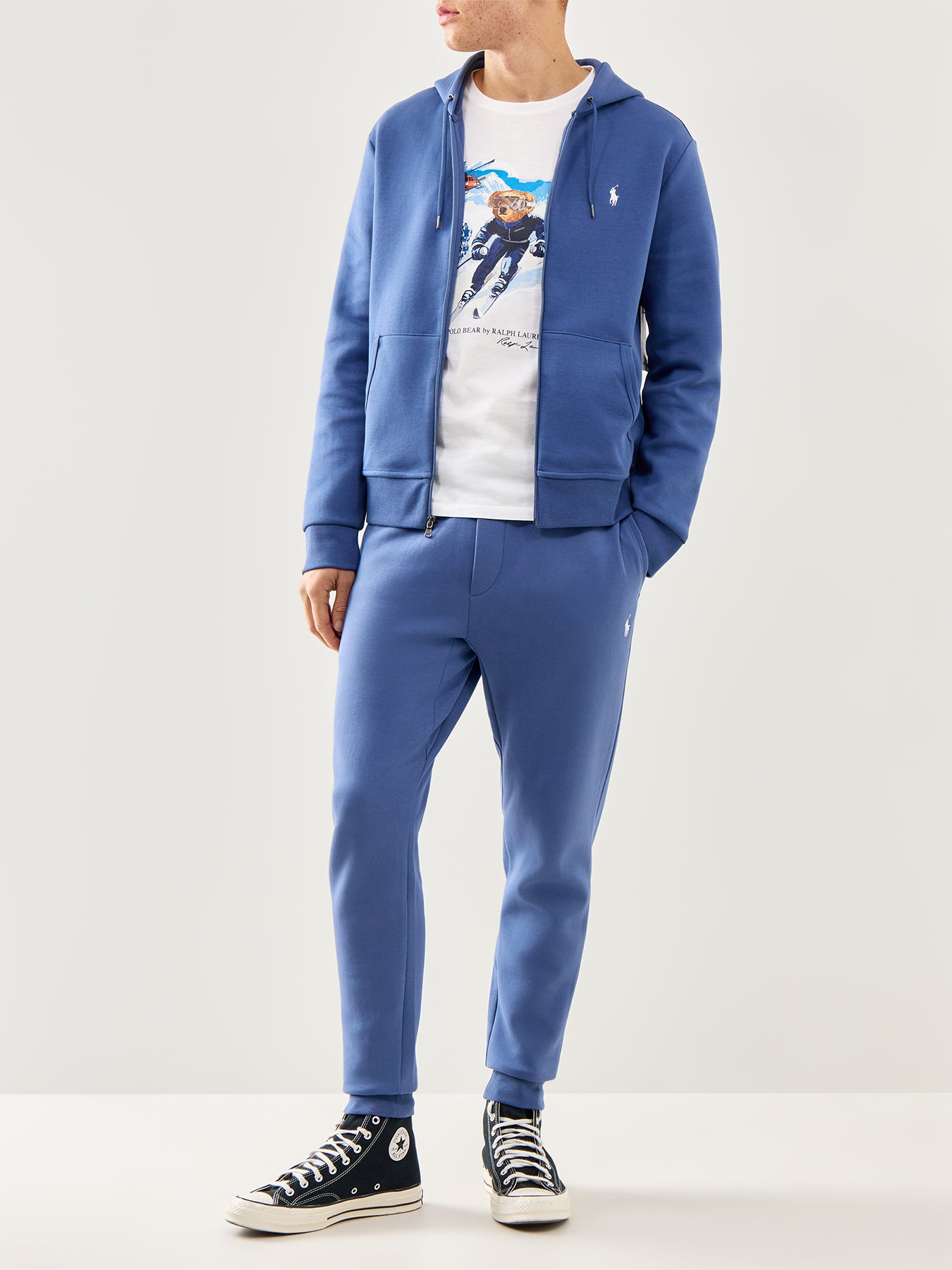 Double Knit Zip Up Hoodie Blue