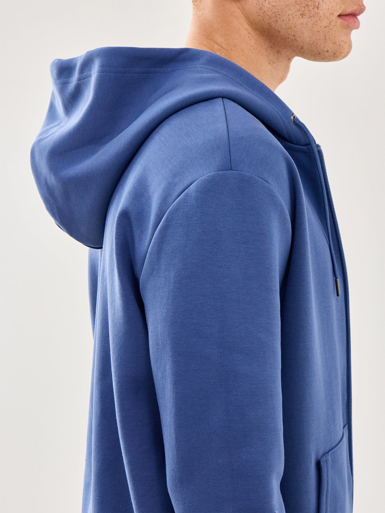 Double Knit Zip Up Hoodie Blue