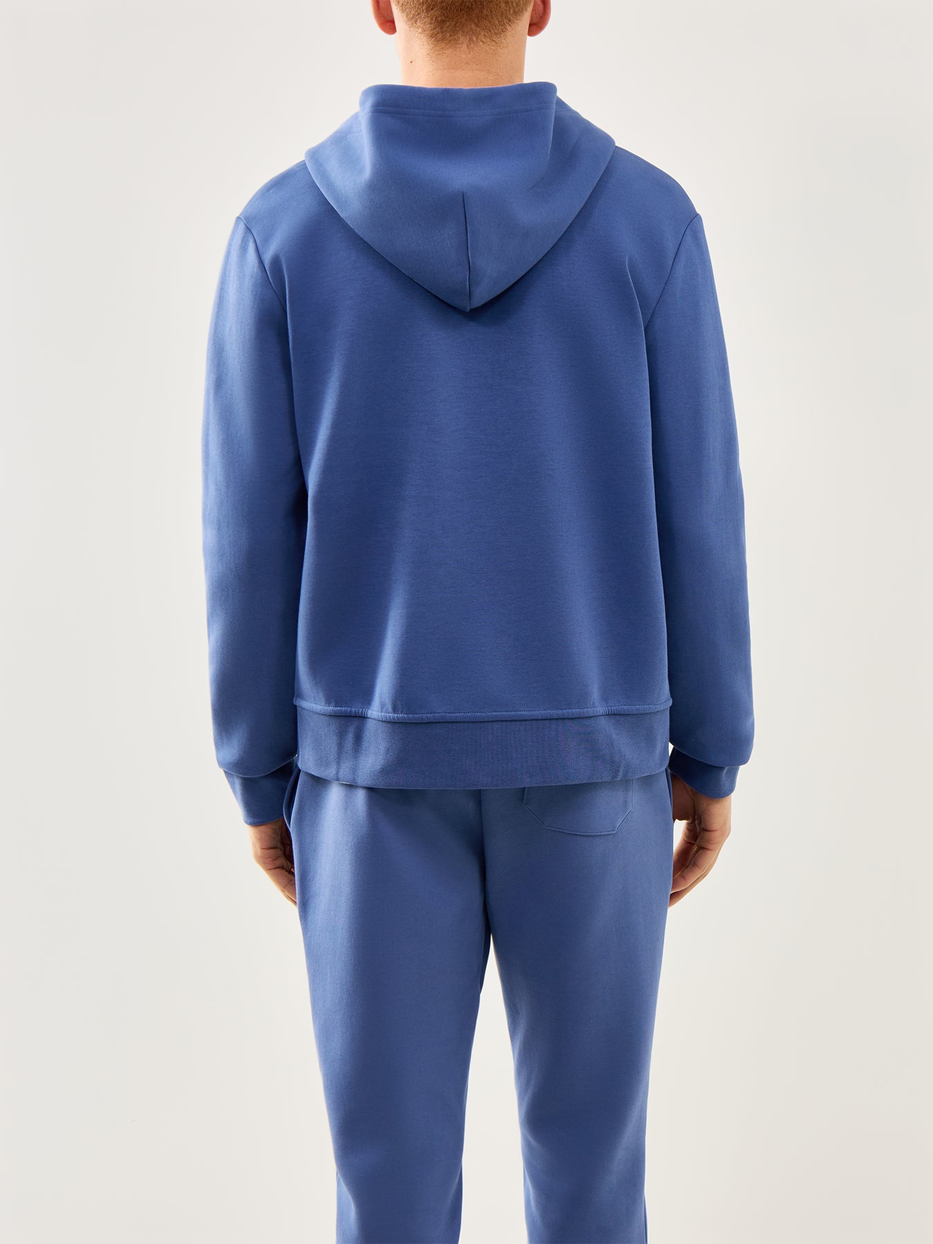 Double Knit Zip Up Hoodie Blue