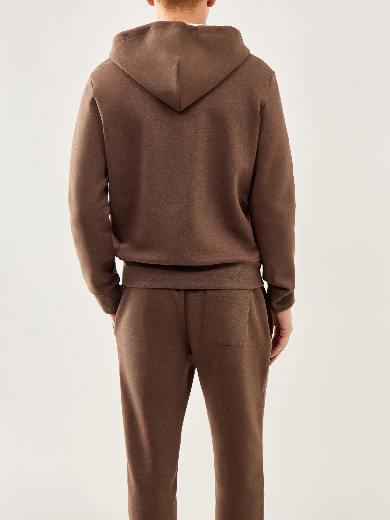 Double Knit Zip Up Hoodie Brown