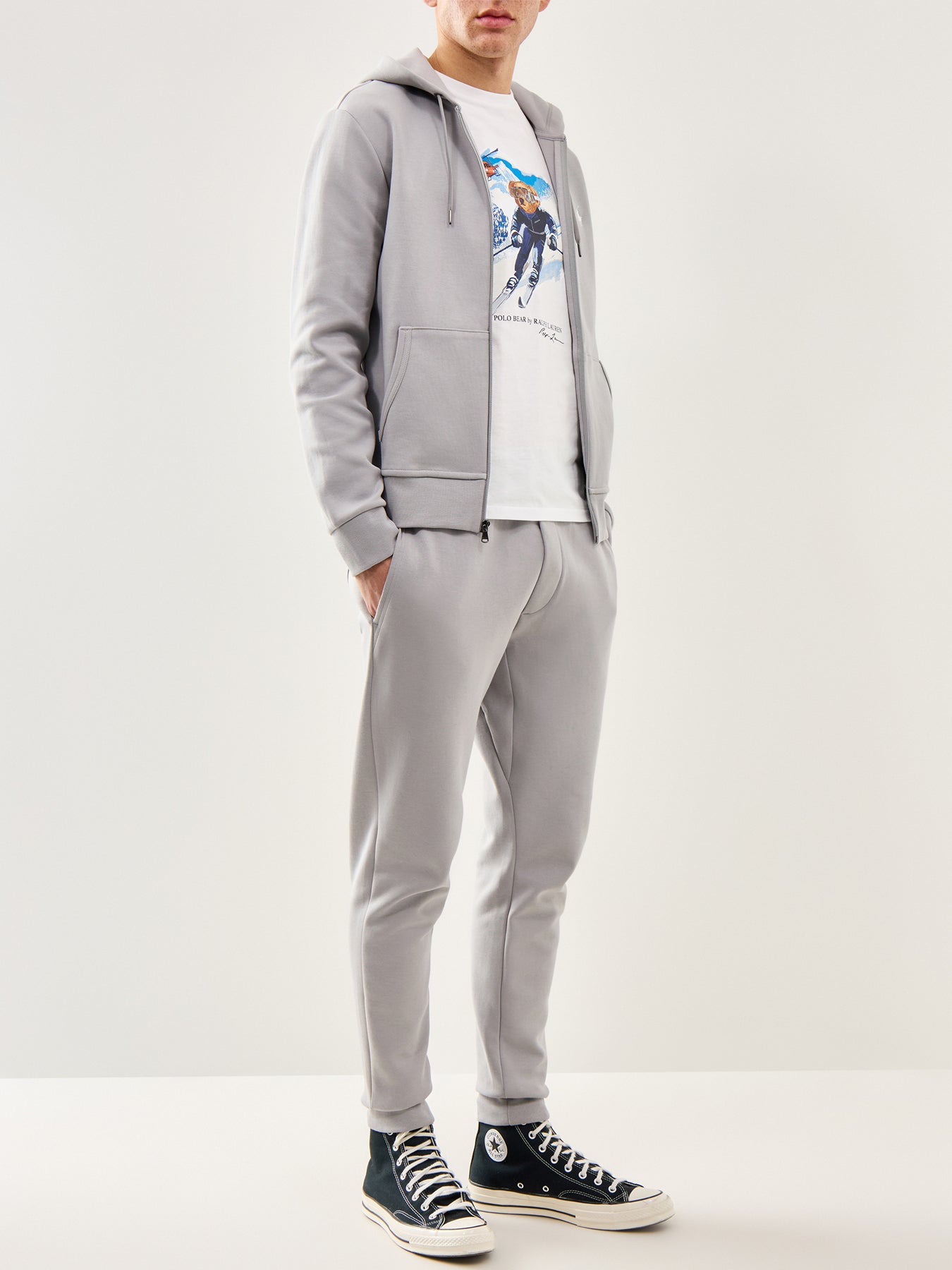 Double Knit Zip Up Hoodie Grey