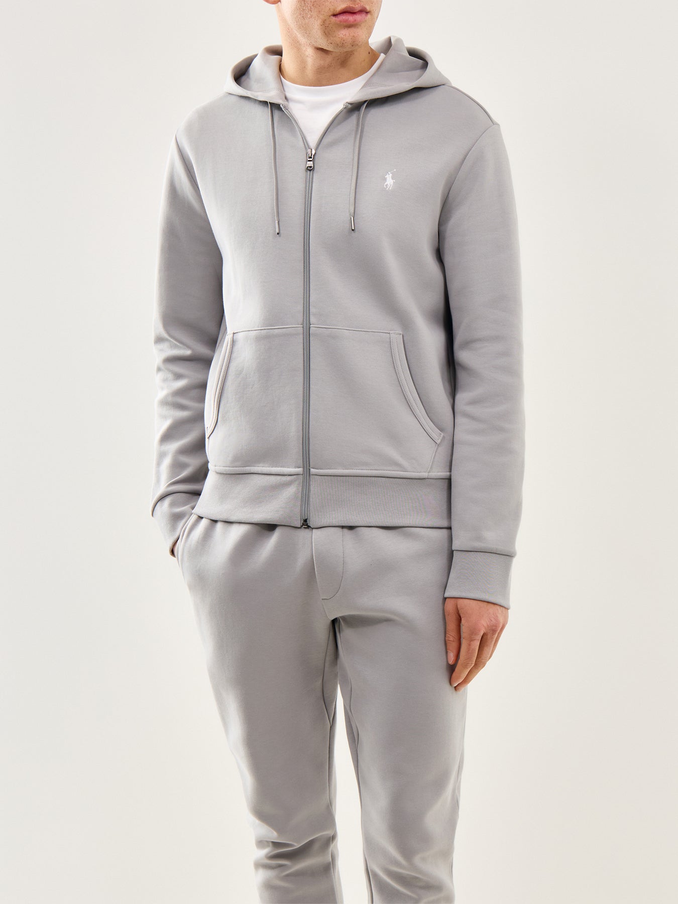 Double Knit Zip Up Hoodie Grey