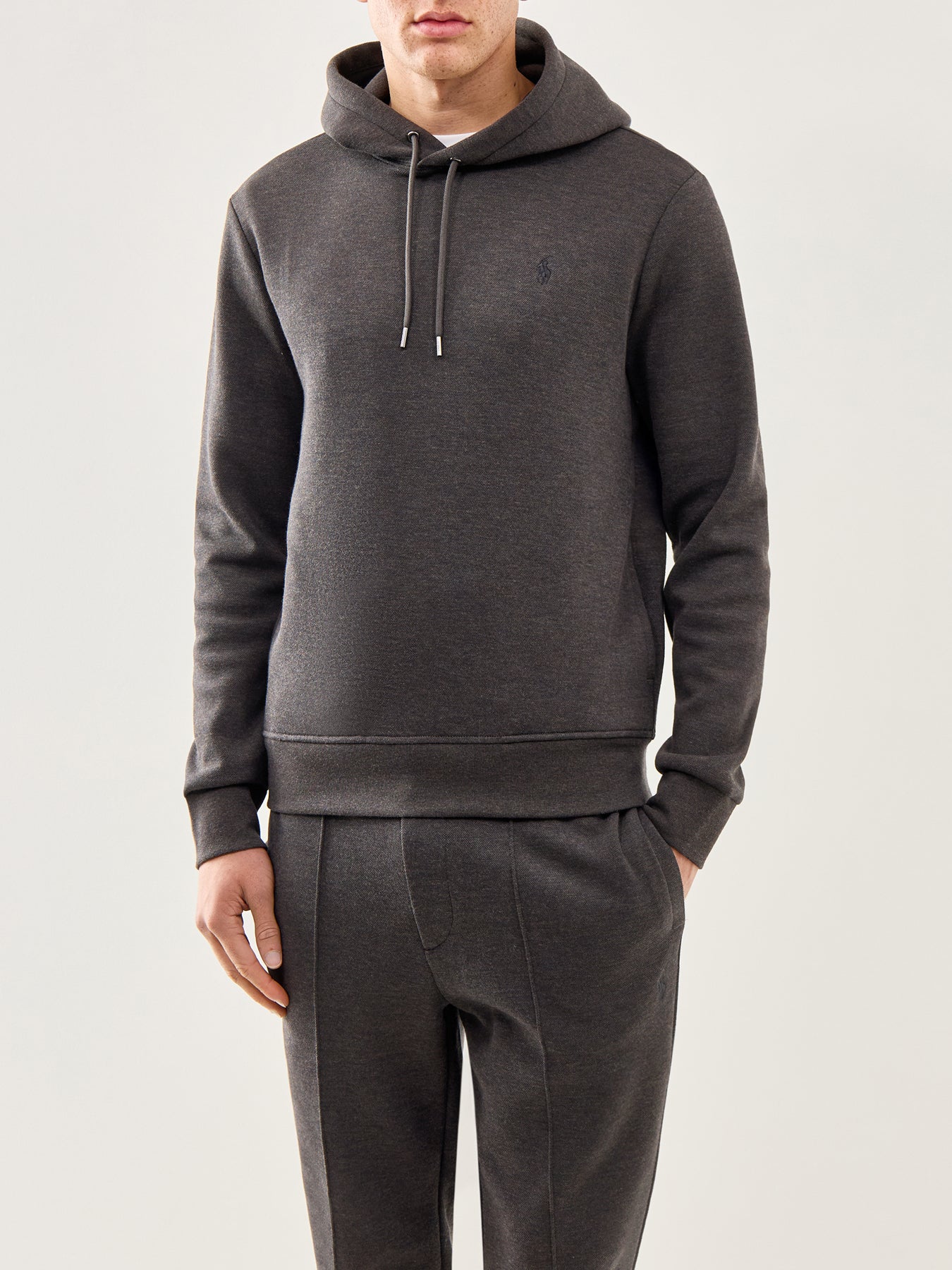 Double Knit Pullover Hoodie Grey