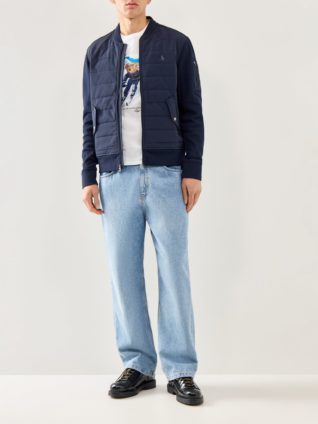 Double Knit Hybrid Baseball Sweatshirt Navy