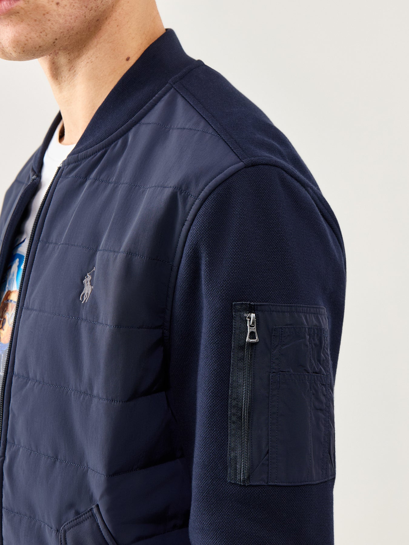 Double Knit Hybrid Baseball Sweatshirt Navy