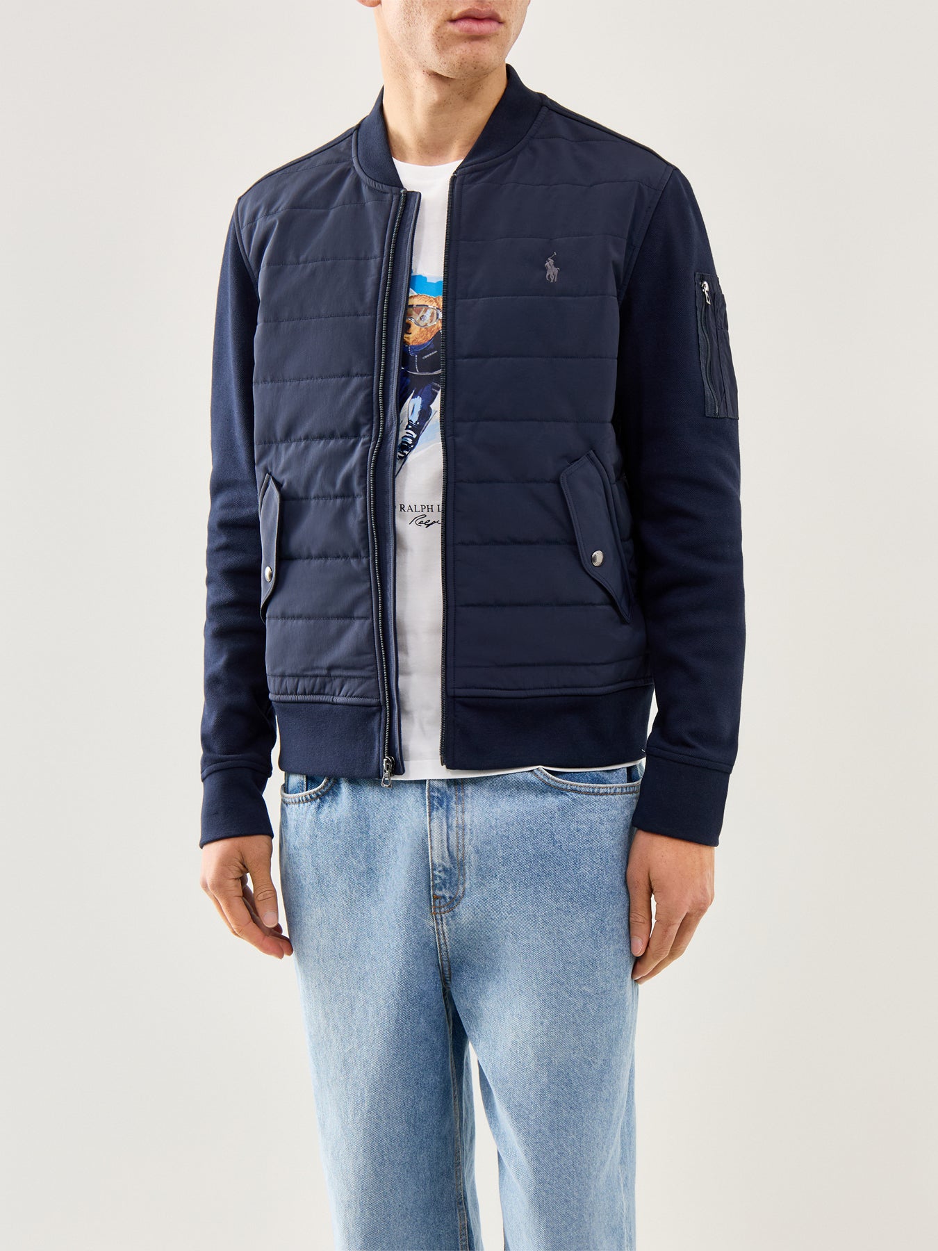 Double Knit Hybrid Baseball Sweatshirt Navy