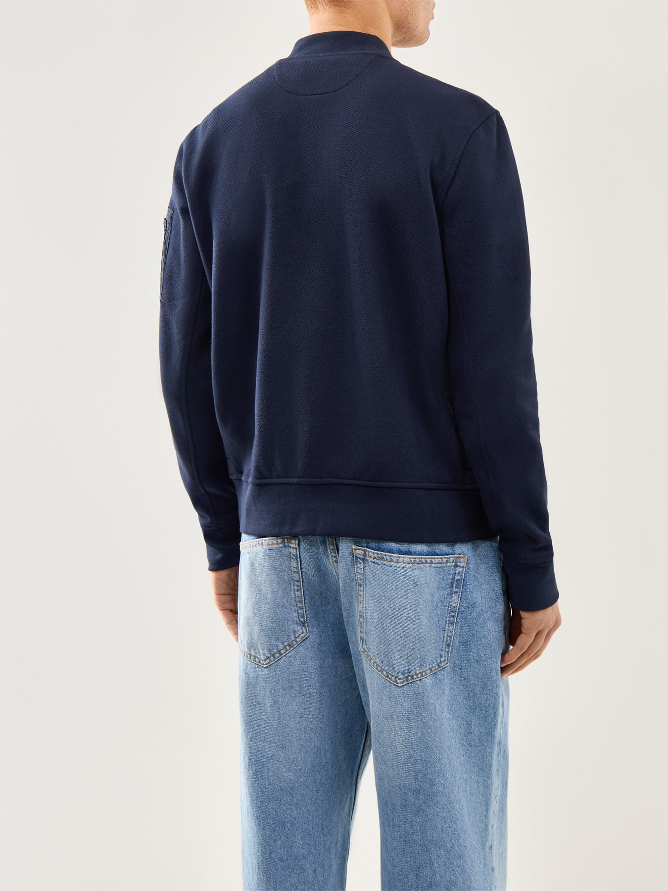 Double Knit Hybrid Baseball Sweatshirt Navy