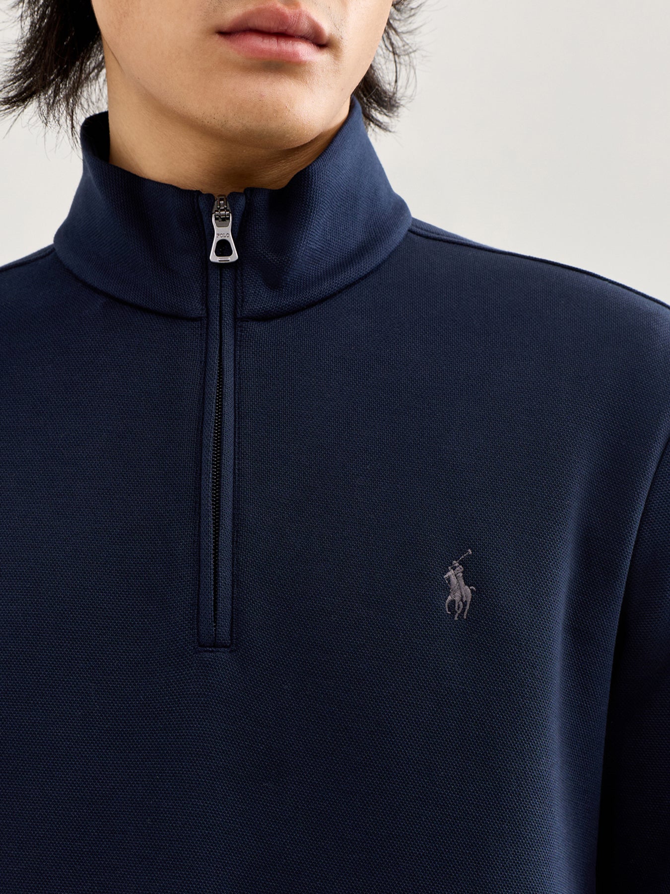 Lightweight Double Knit Quarter Zip Navy