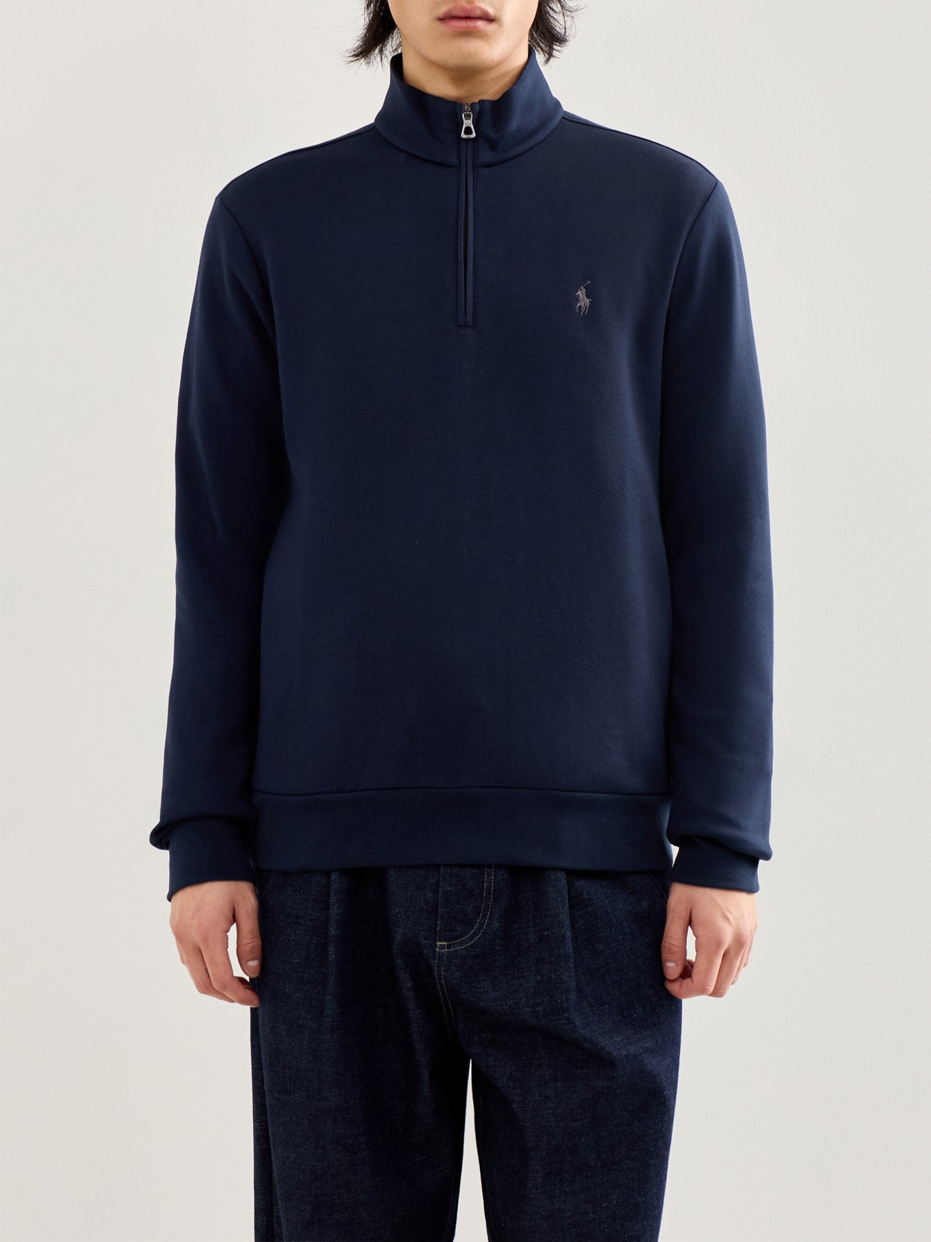 Lightweight Double Knit Quarter Zip Navy