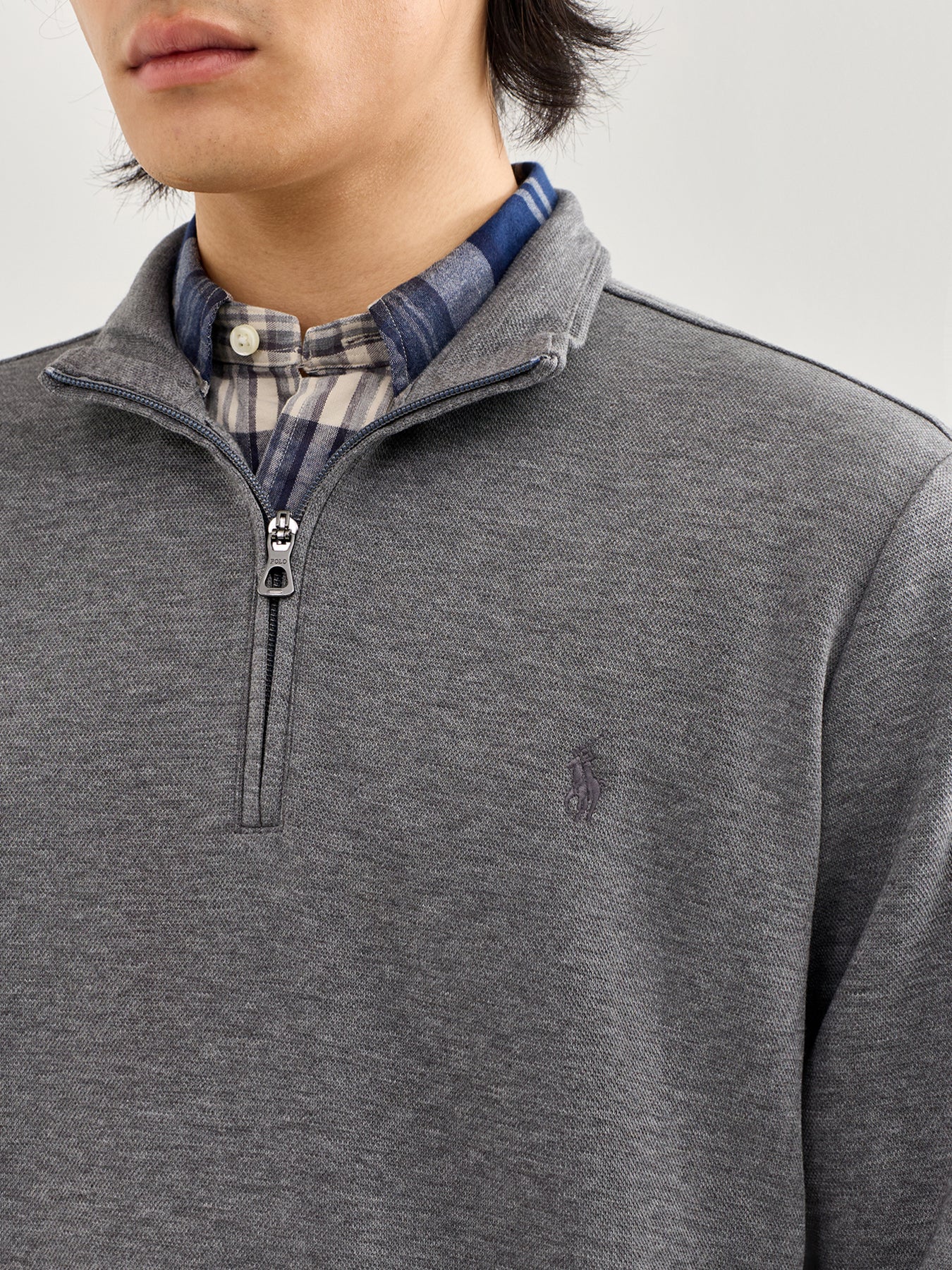 Lightweight Double Knit Quarter Zip Grey
