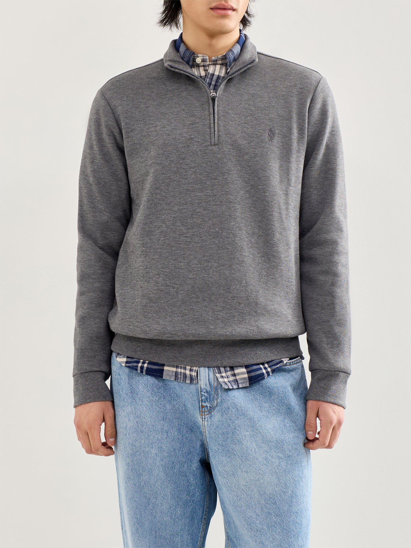 Lightweight Double Knit Quarter Zip Grey