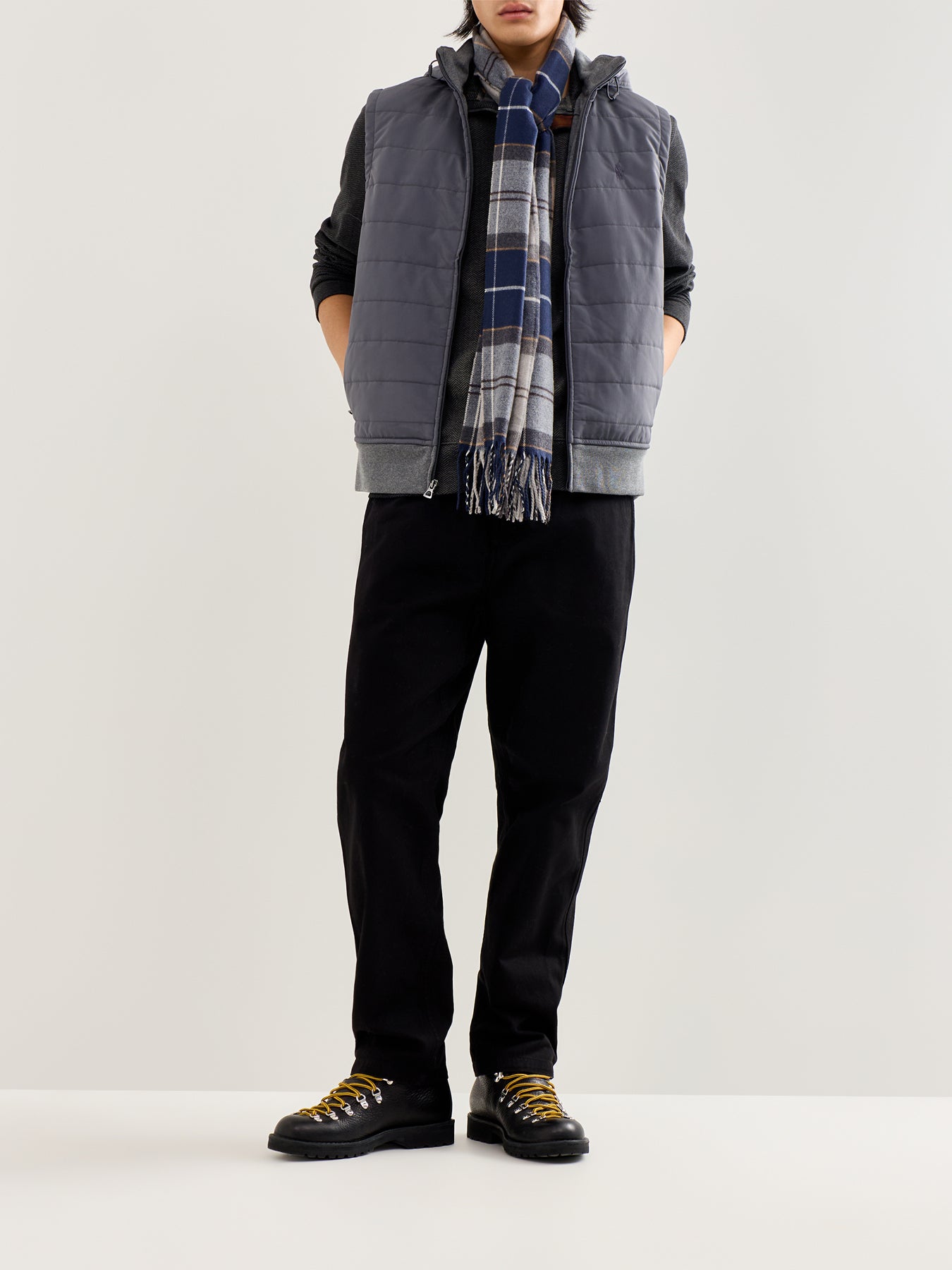 Double Knit Herringbone Quarter Zip Sweat Grey