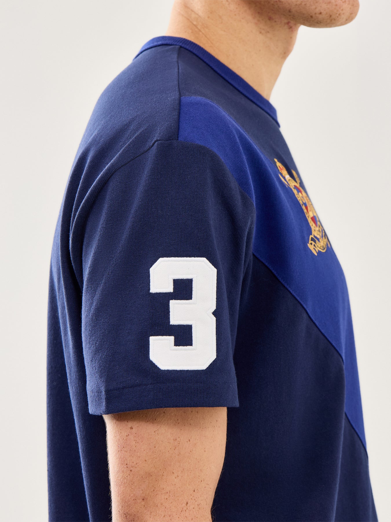 Diagonal Stripe 20Y Tee Navy