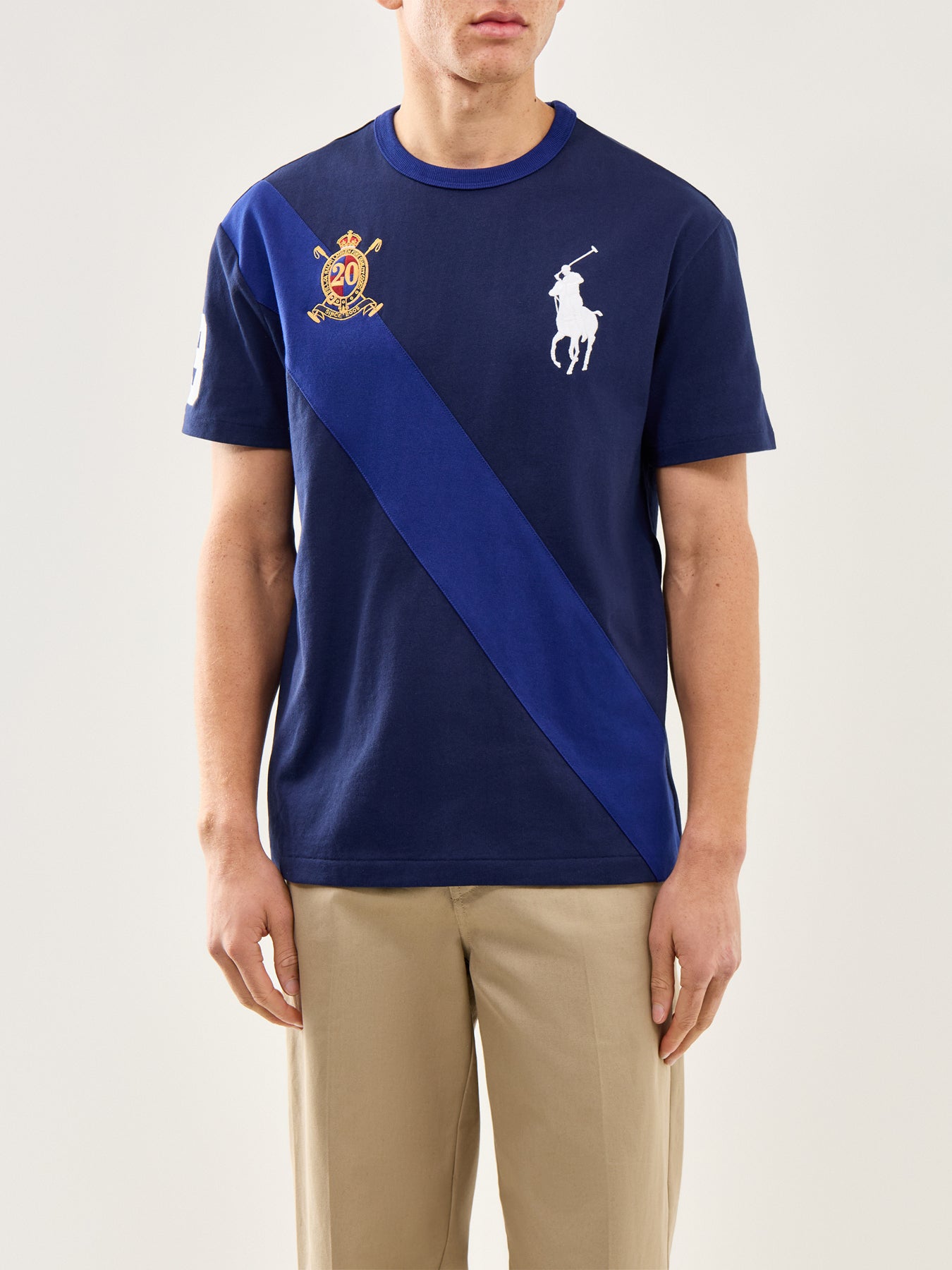 Diagonal Stripe 20Y Tee Navy