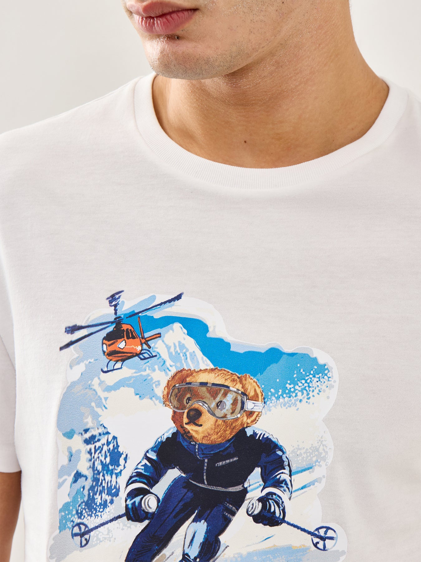 Ski Bear Graphic T-Shirt White