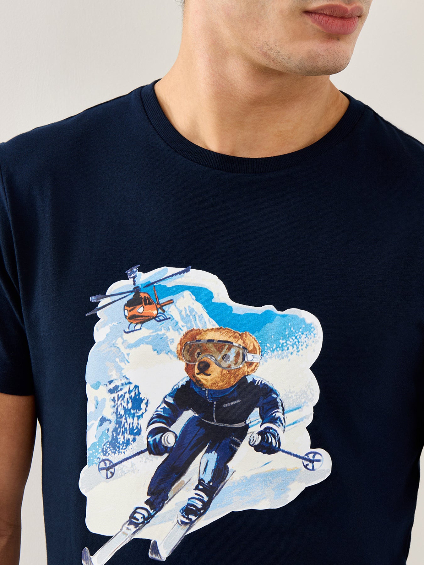 Ski Bear Graphic T-Shirt Blue