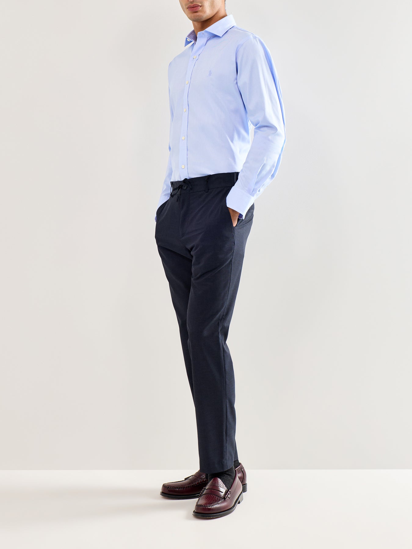 Custom Fit Textured Tonal Oxford Shirt White