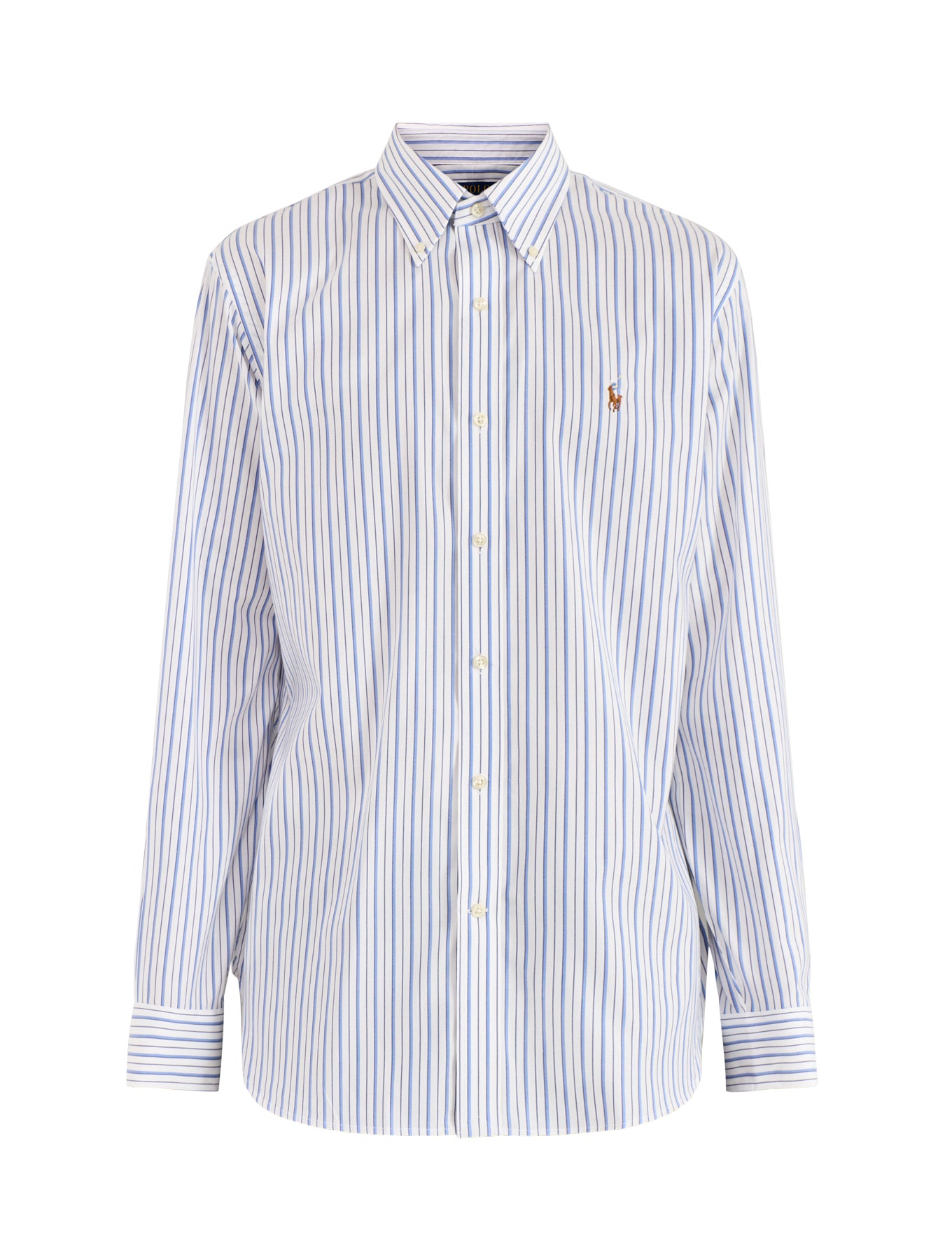 Custom Fit Multi Stripe Oxford Dress Shirt Blue