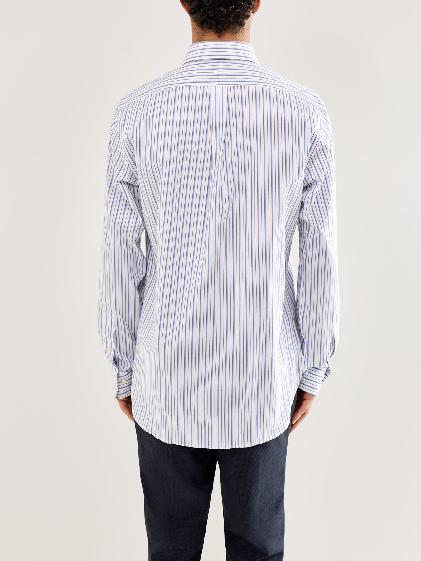 Custom Fit Multi Stripe Oxford Dress Shirt Blue