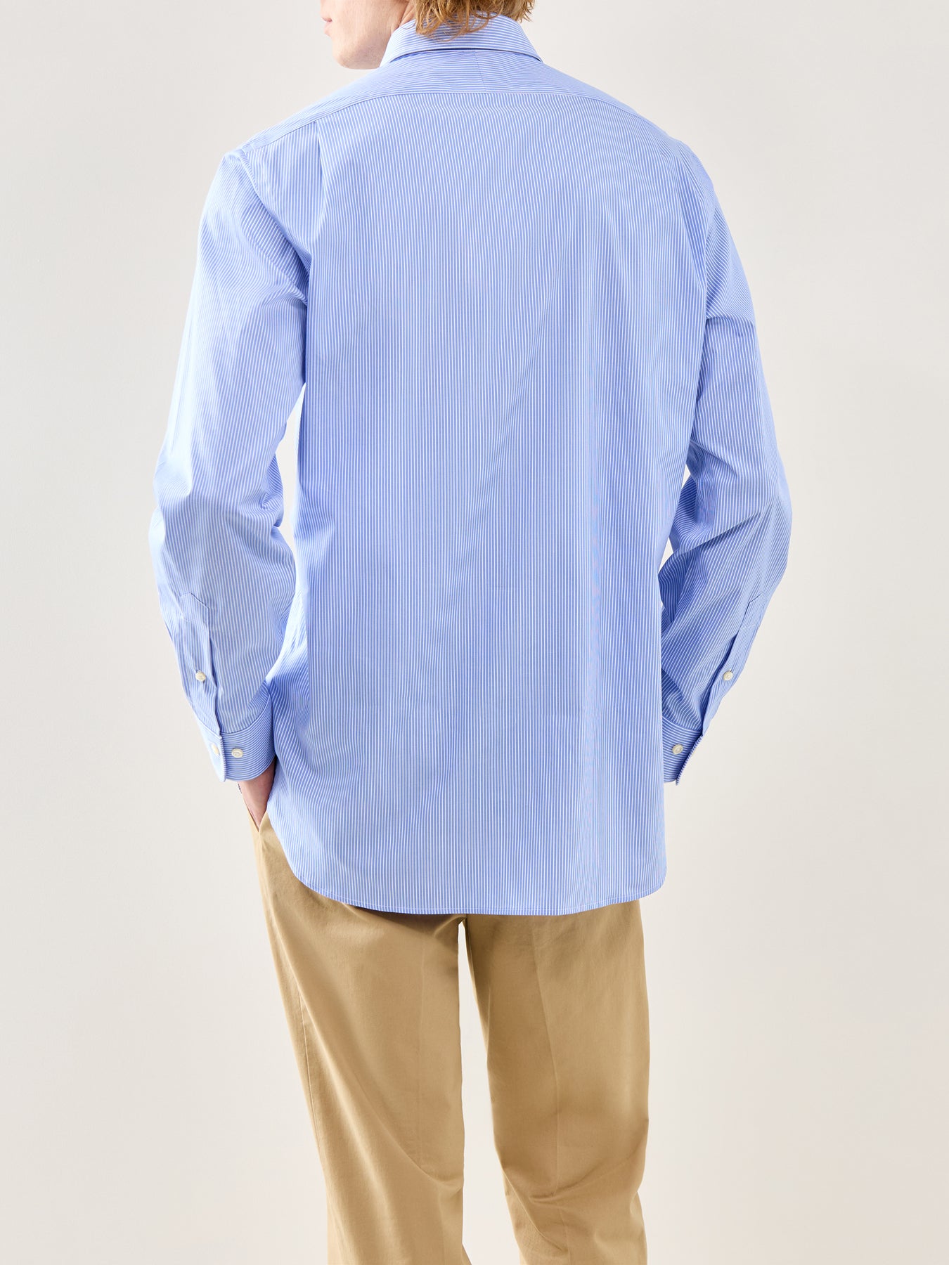 Custom Fit Multi Stripe Dress Shirt Sky Blue