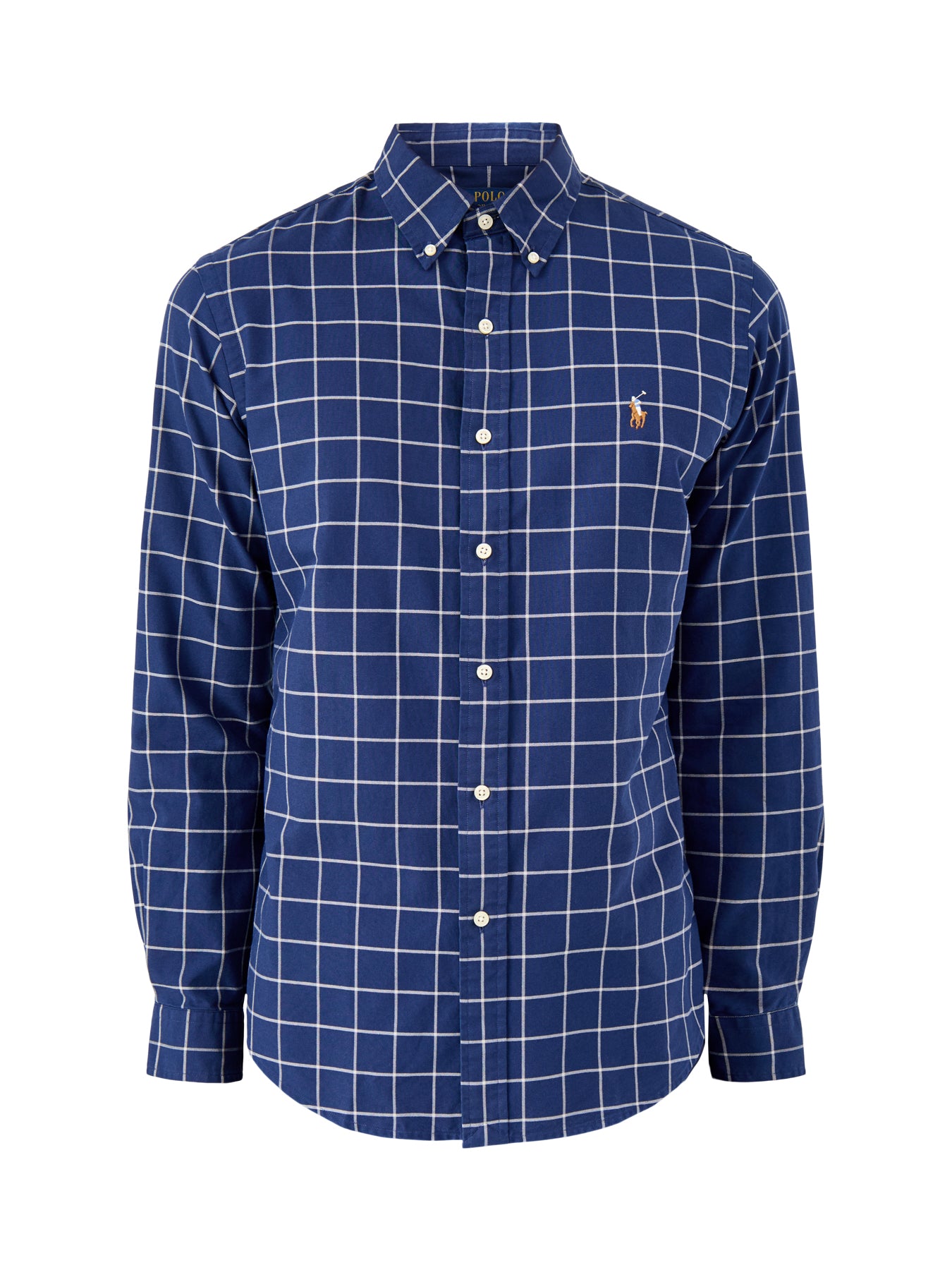 Custom Fit Oxford Windowpane Check Shirt Navy White