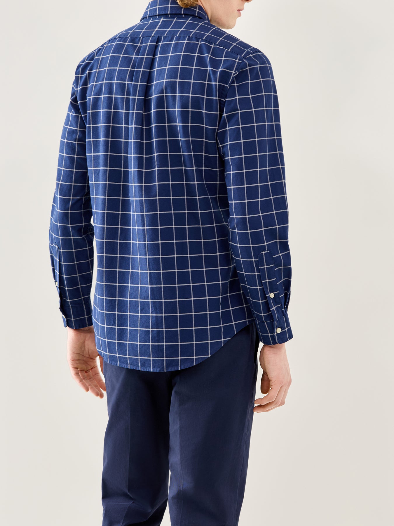 Custom Fit Oxford Windowpane Check Shirt Navy White