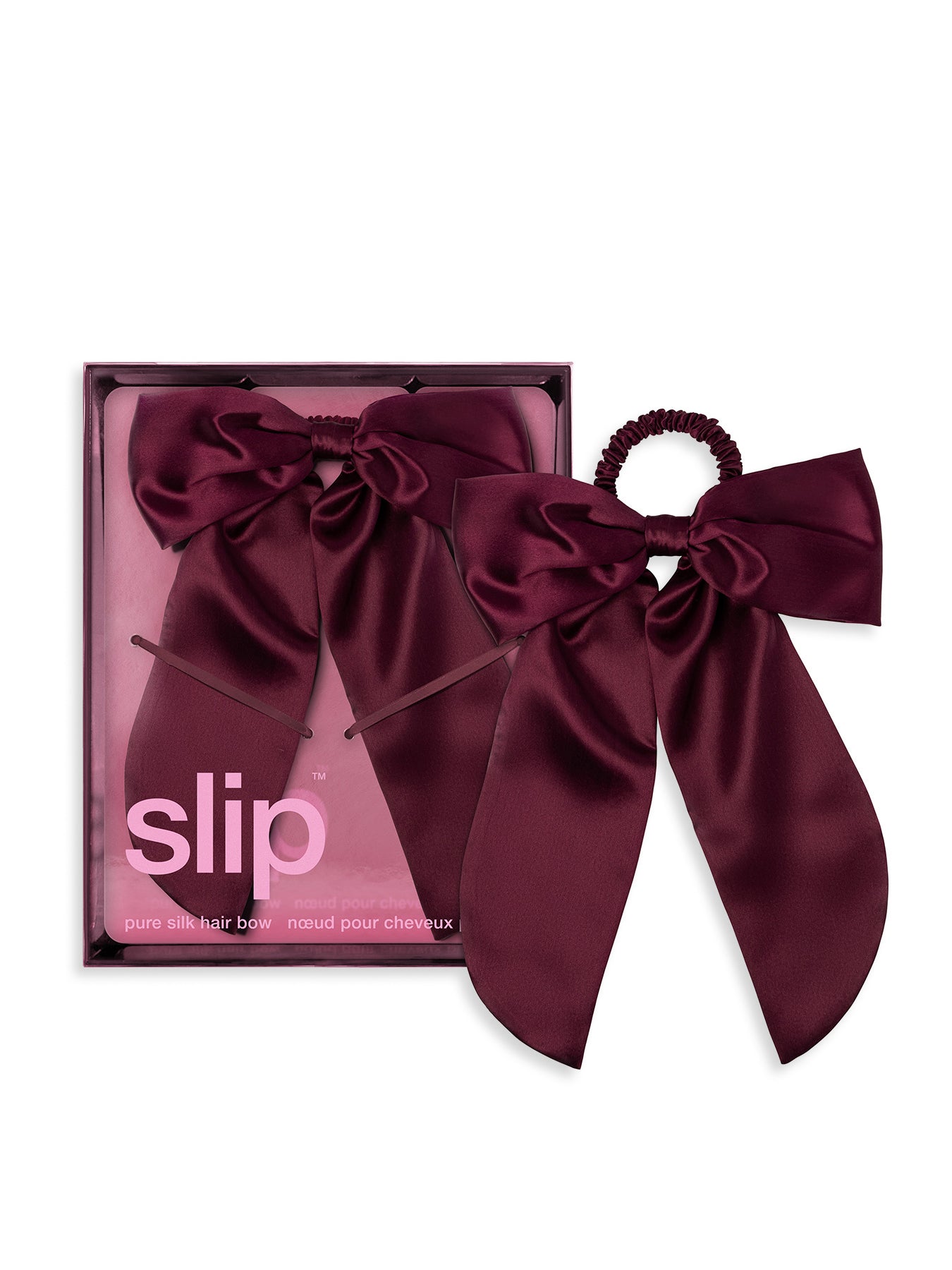 Slip Pure Silk Hair Bow Crimson