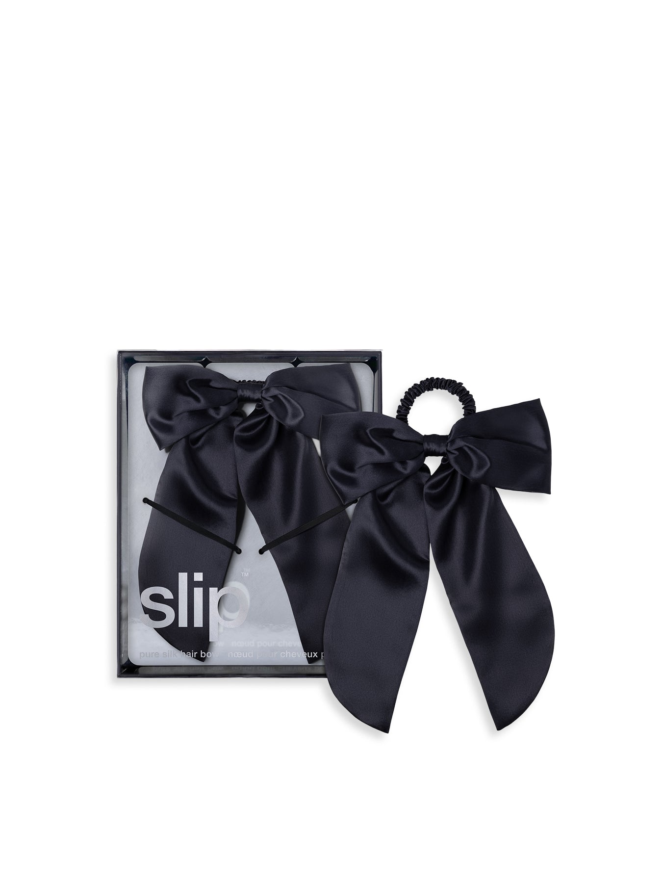 Slip Pure Silk Hair Bow Black