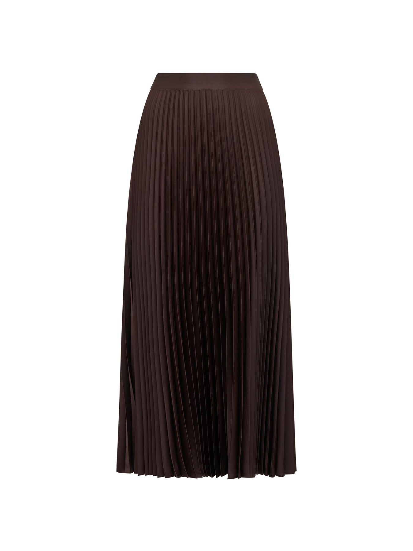 Estelle Satin Pleated Midi Skirt Chocolate