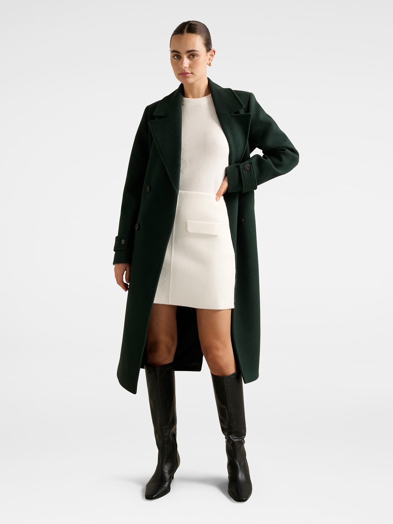 Cara Double Breasted Wrap Coat Green