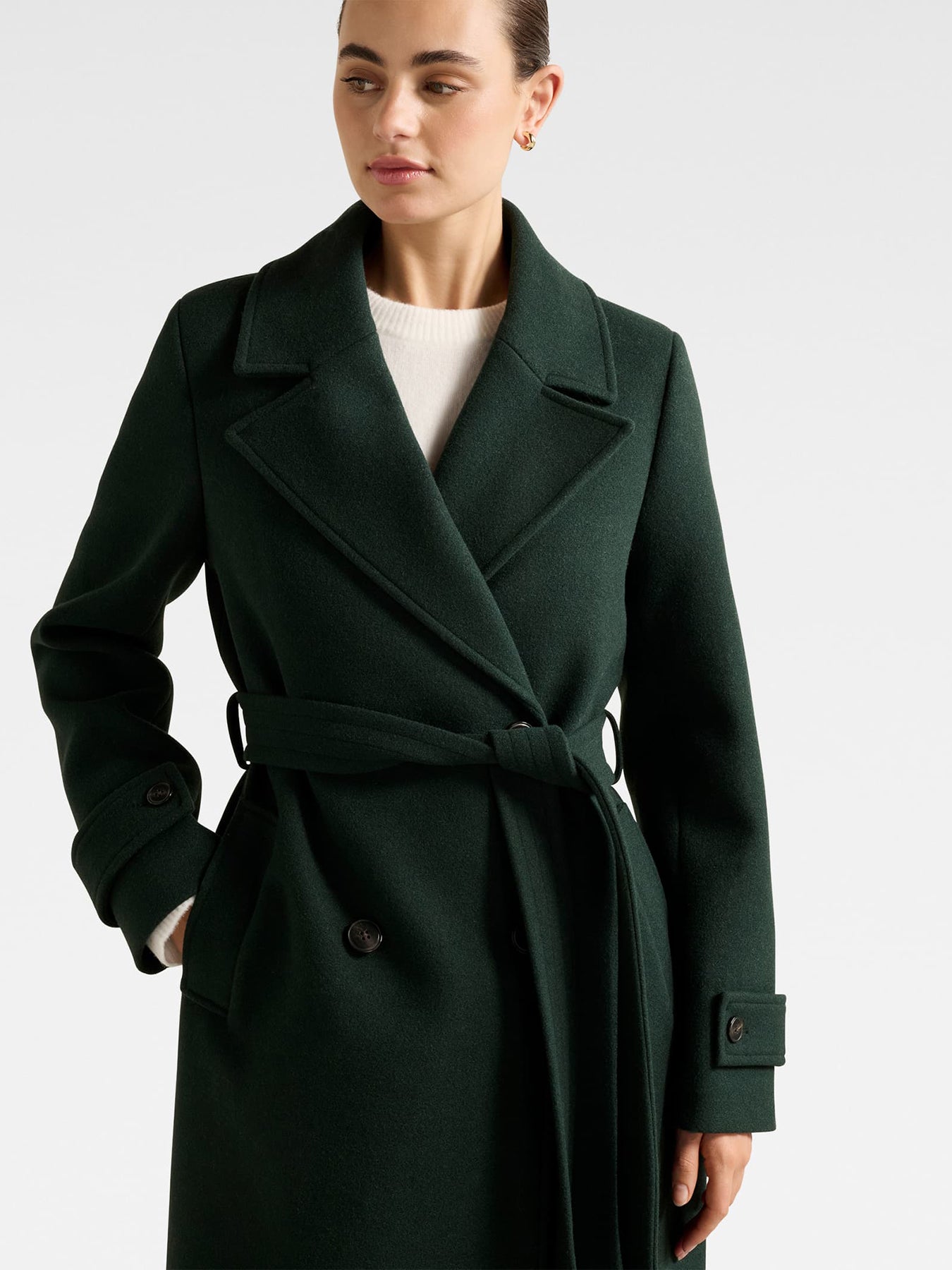 Cara Double Breasted Wrap Coat Green
