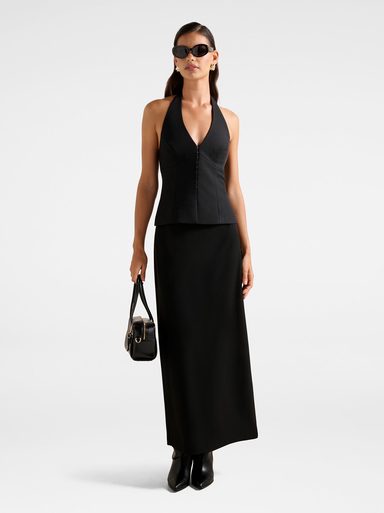 Drew Low Waist Column Skirt Black