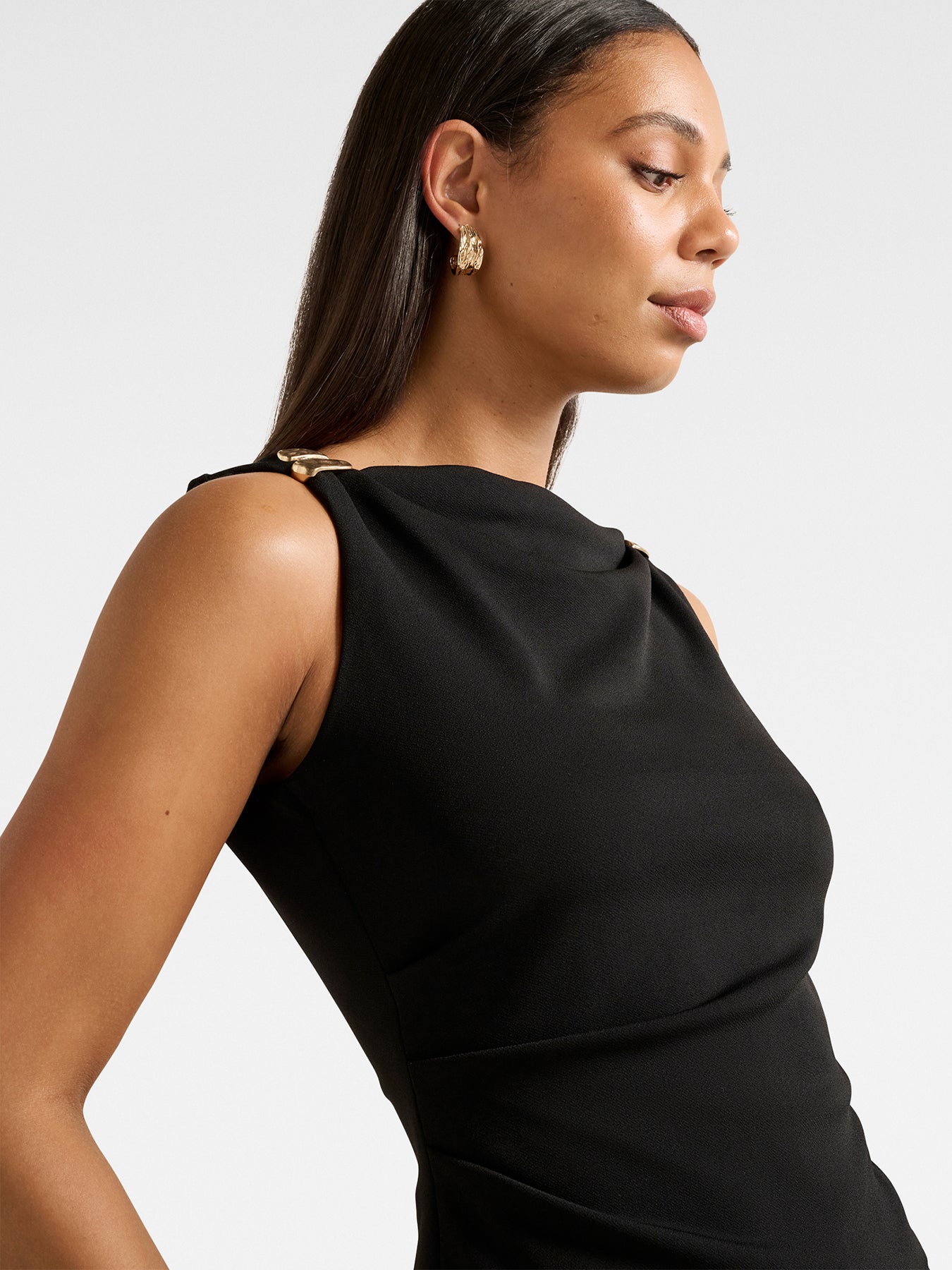 Cleo Hardware Detail Cowl Neck Top