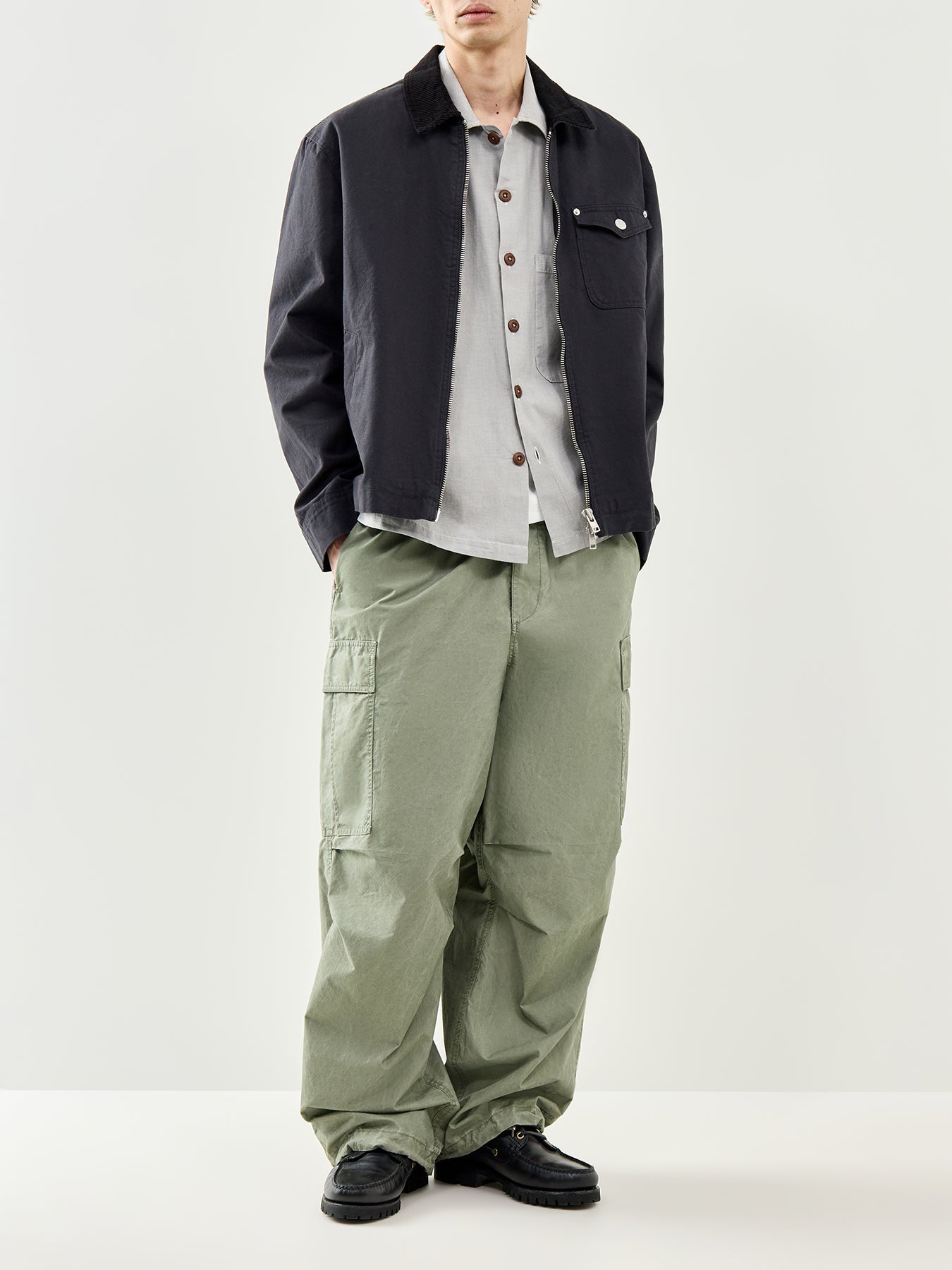 Short Sleeve Fatigue Cotton Shirt Grey