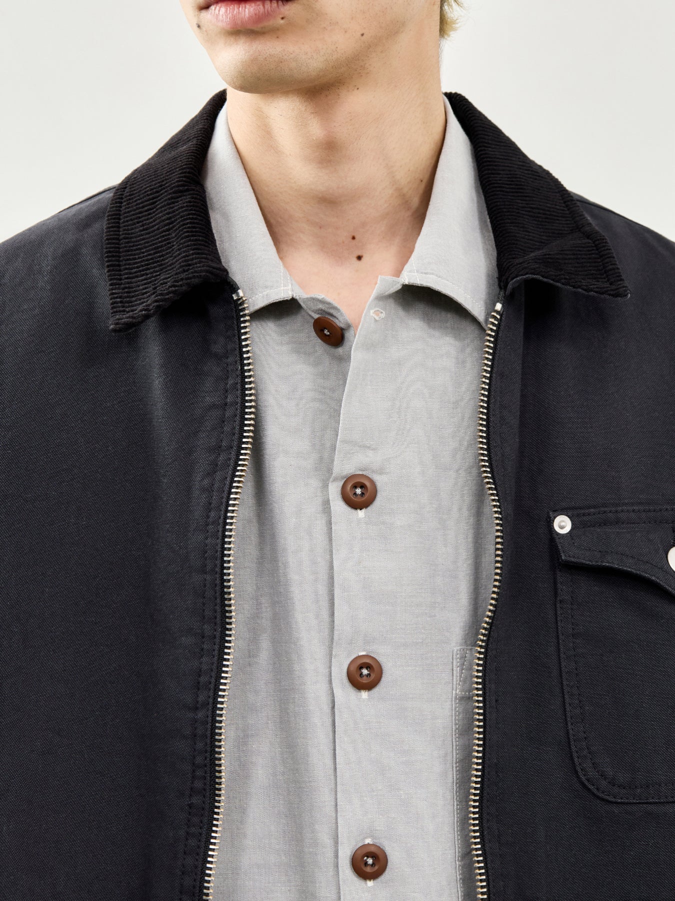 Short Sleeve Fatigue Cotton Shirt Grey