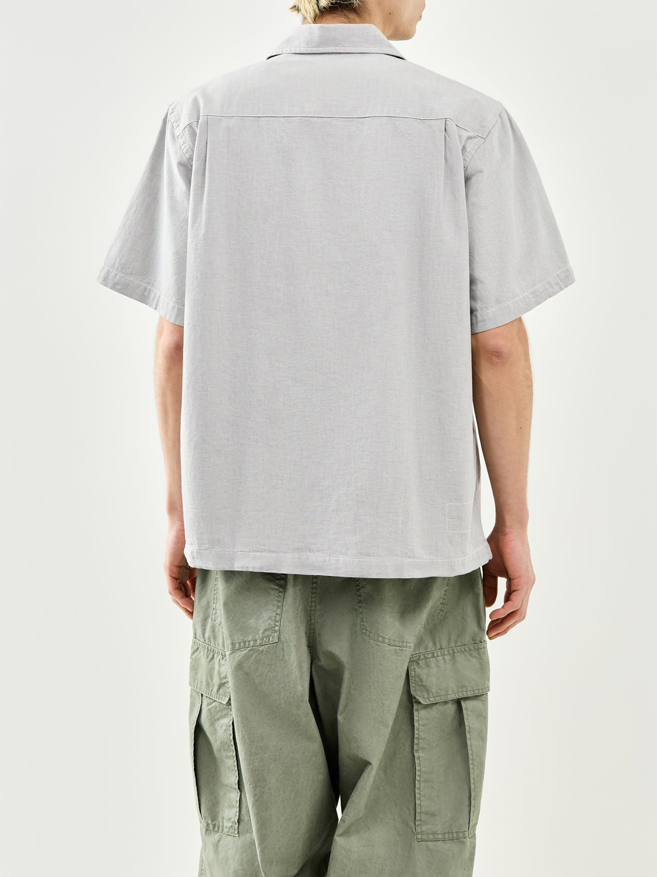 Short Sleeve Fatigue Cotton Shirt Grey