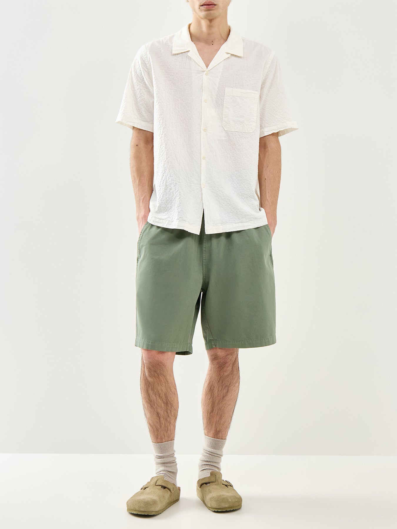 Simple Cotton Shorts Olive
